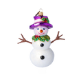 Load image into Gallery viewer, Violet Amethyst Snowman Premium christmas glass ornament 2022-499
