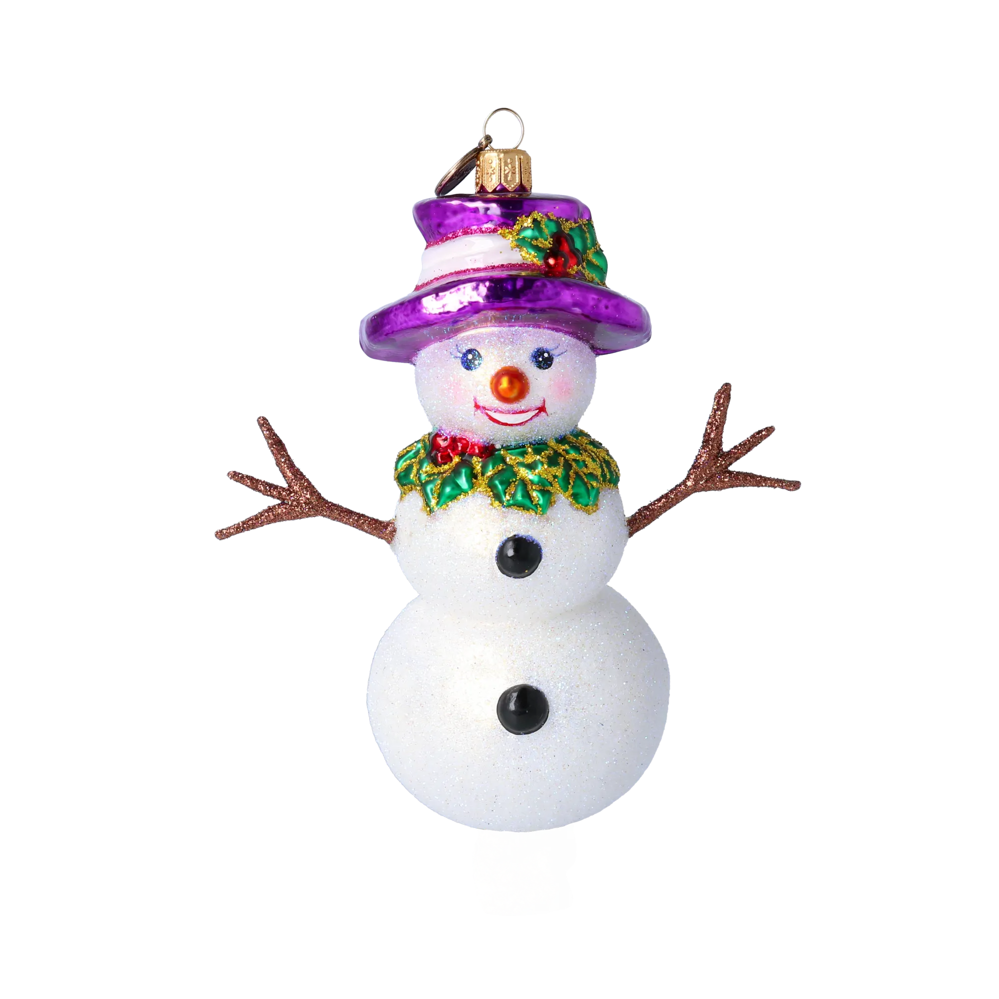 Violet Amethyst Snowman Premium christmas glass ornament 2022-499