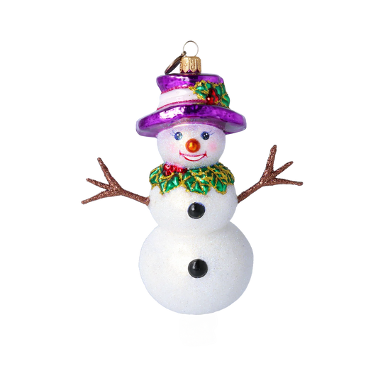 Violet Amethyst Snowman Premium christmas glass ornament 2022-499