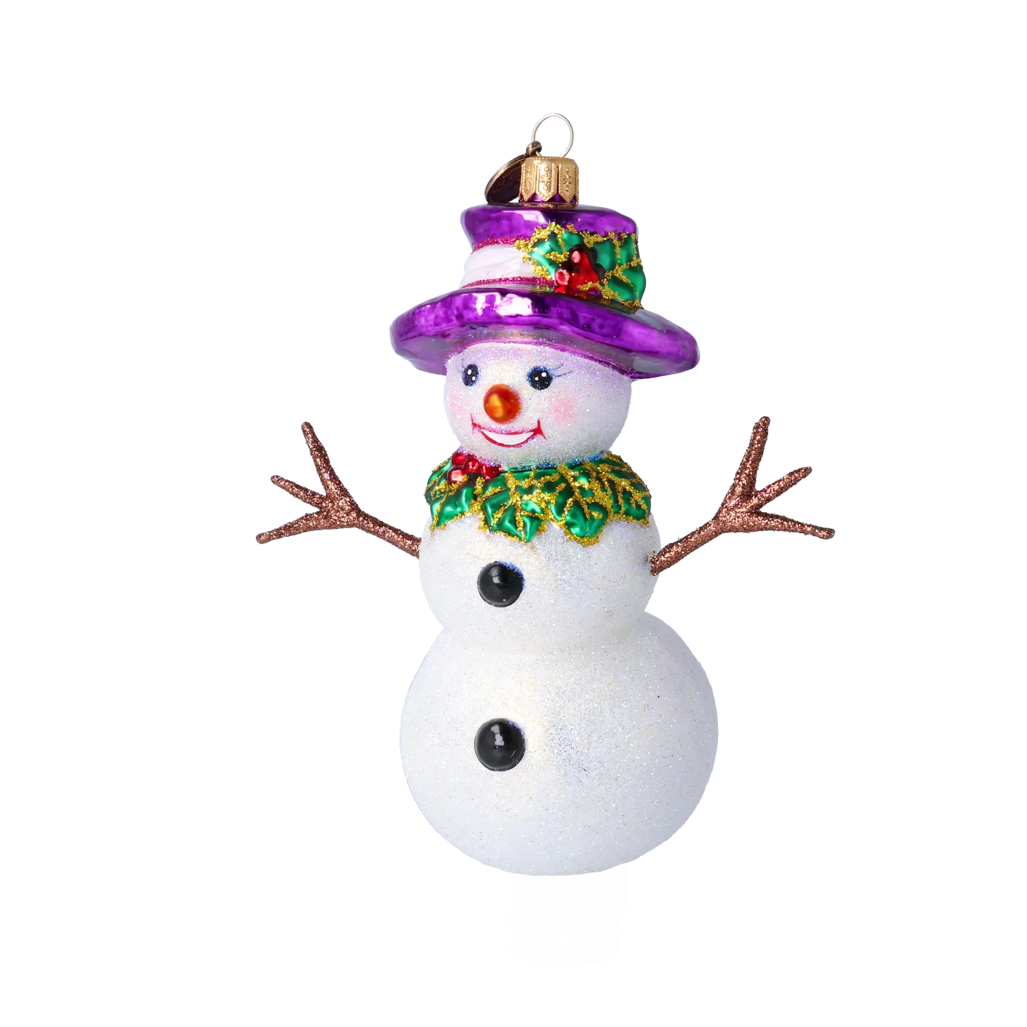 Violet Amethyst Snowman Premium christmas glass ornament 2022-499
