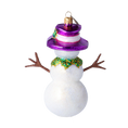 Load image into Gallery viewer, Violet Amethyst Snowman Premium christmas glass ornament 2022-499
