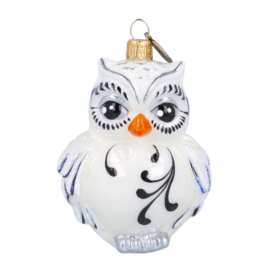 Snowy White Owl Premium christmas glass ornament 2022-504