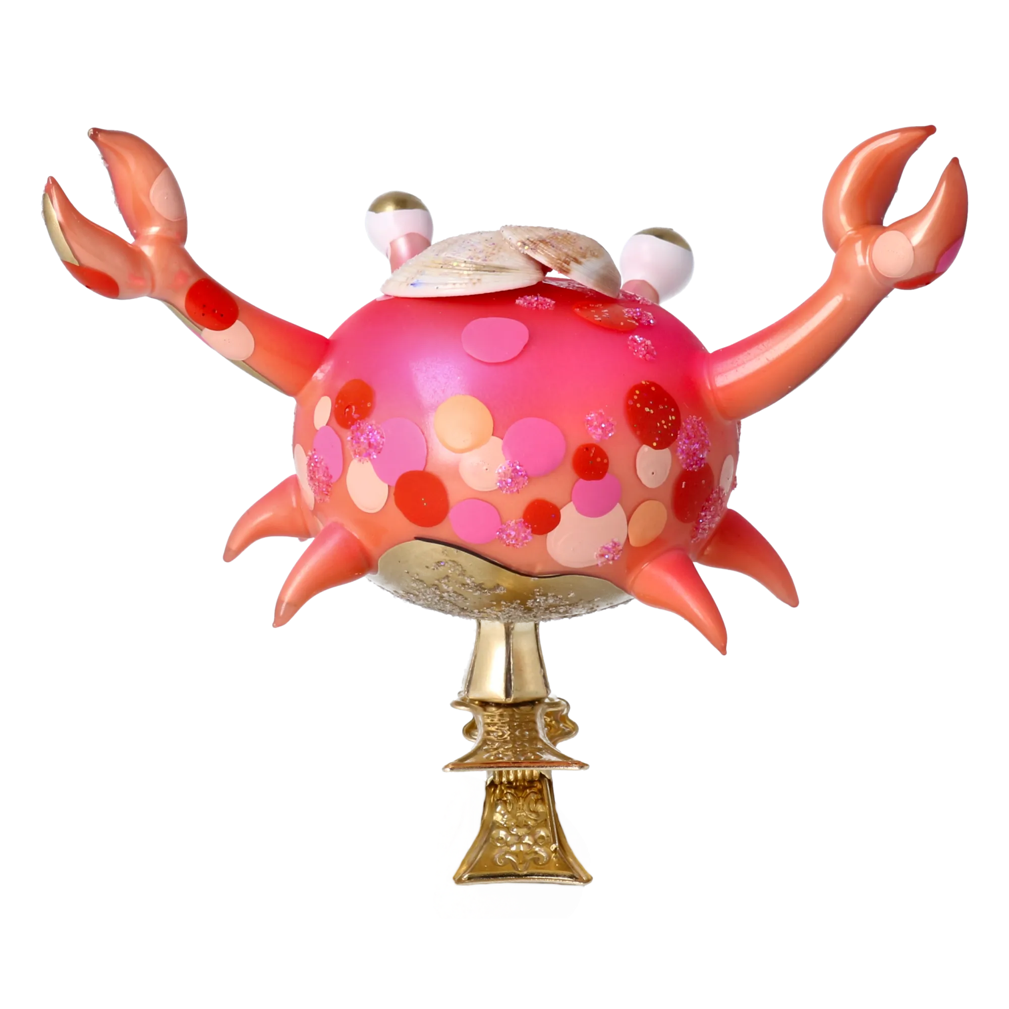 Happy Crab. Handmade Glass Christmas ornament. 2022-506