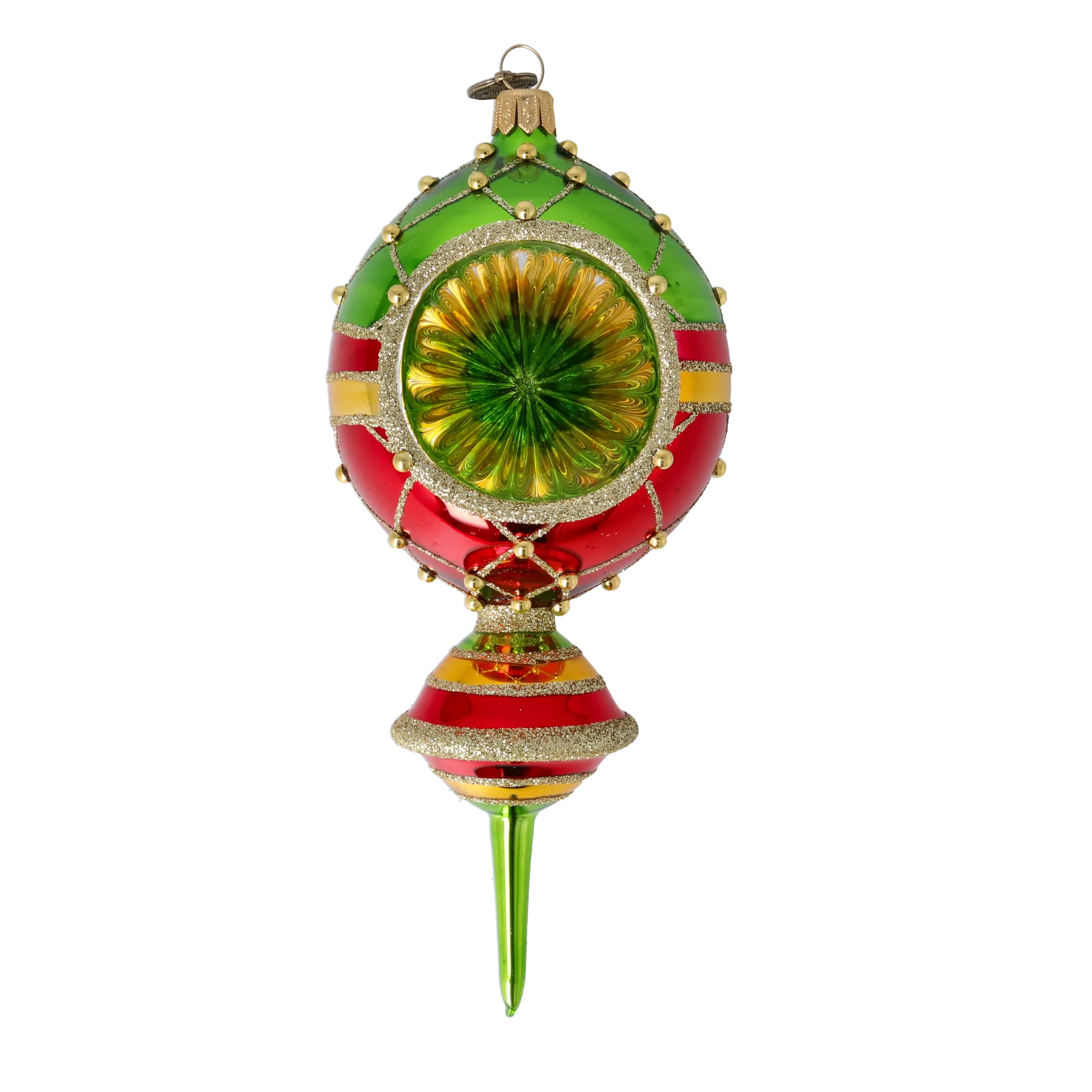 Christmas Drop Reflex. Handmade Glass Christmas ornament. 2022-510
