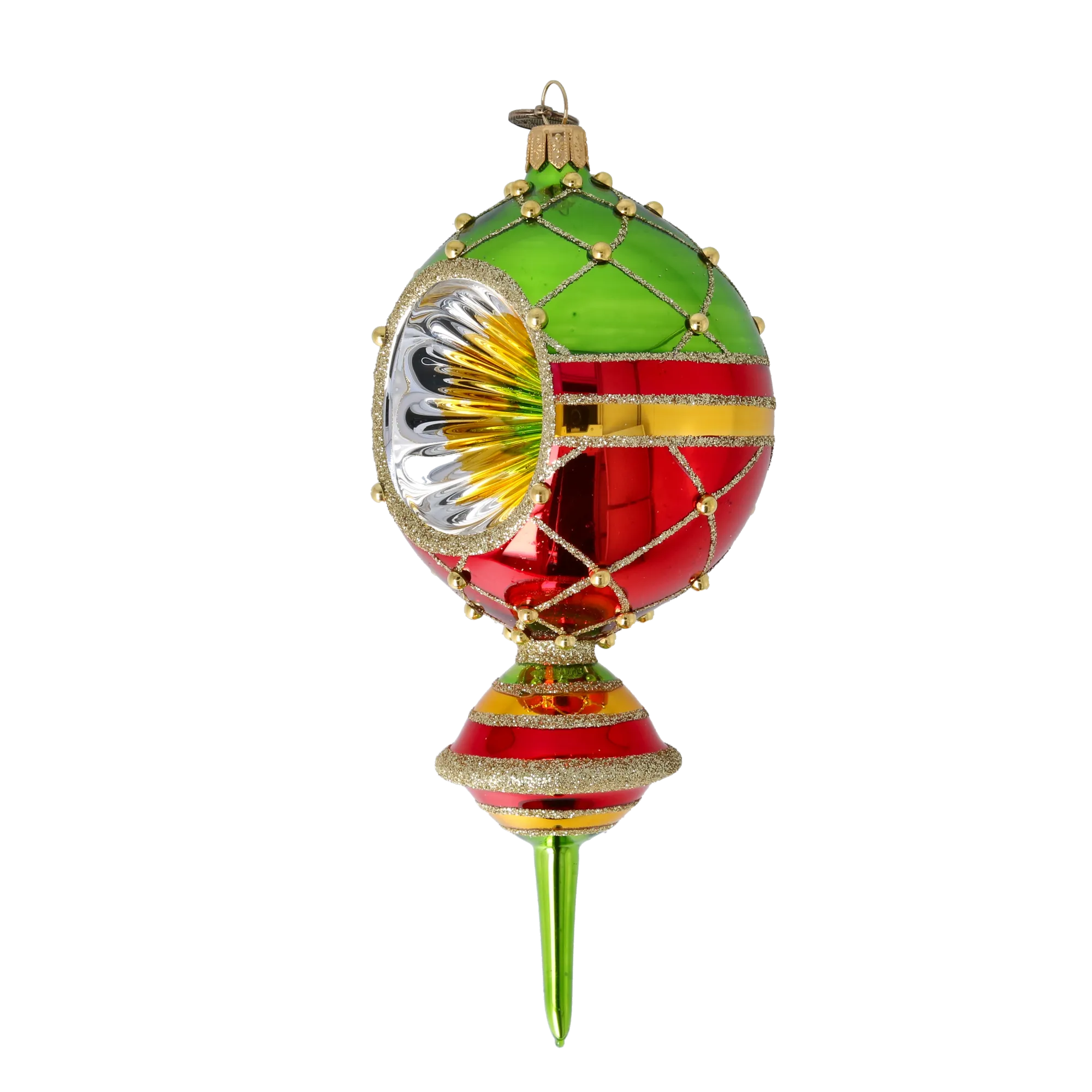 Christmas Drop Reflex. Handmade Glass Christmas ornament. 2022-510
