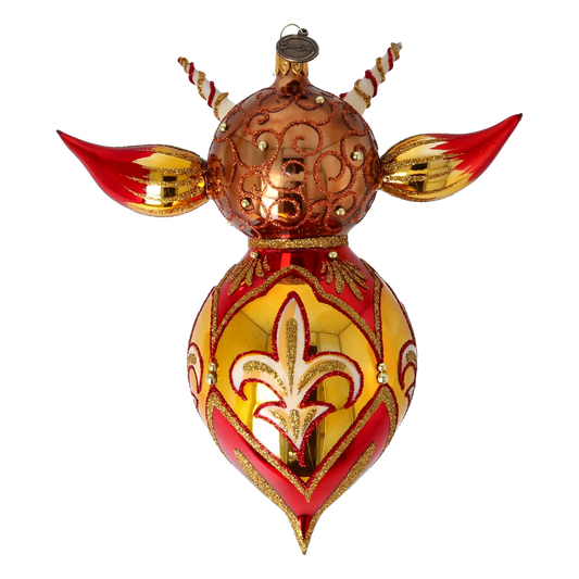 Red Fairy Tale Creature. Handmade Glass Christmas ornament.