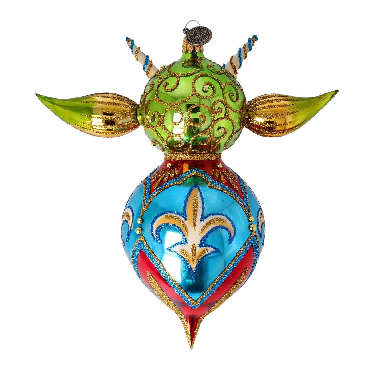 Vigilant Azure Herald | Hand-Painted Glass Ornament | Blubom 2022-519