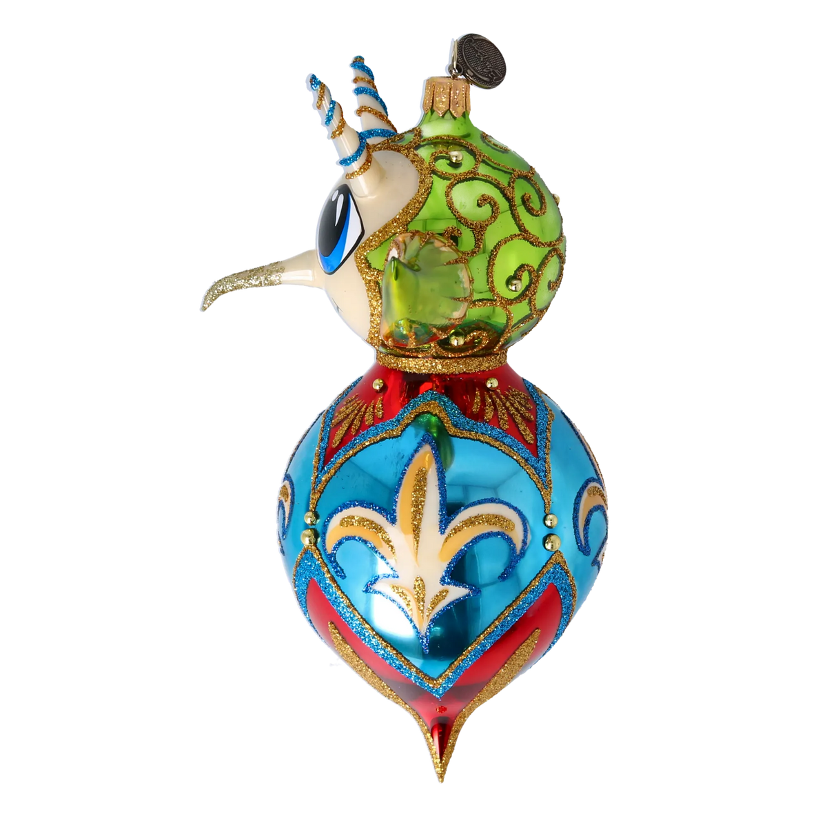 Vigilant Azure Herald | Hand-Painted Glass Ornament | Blubom 2022-519
