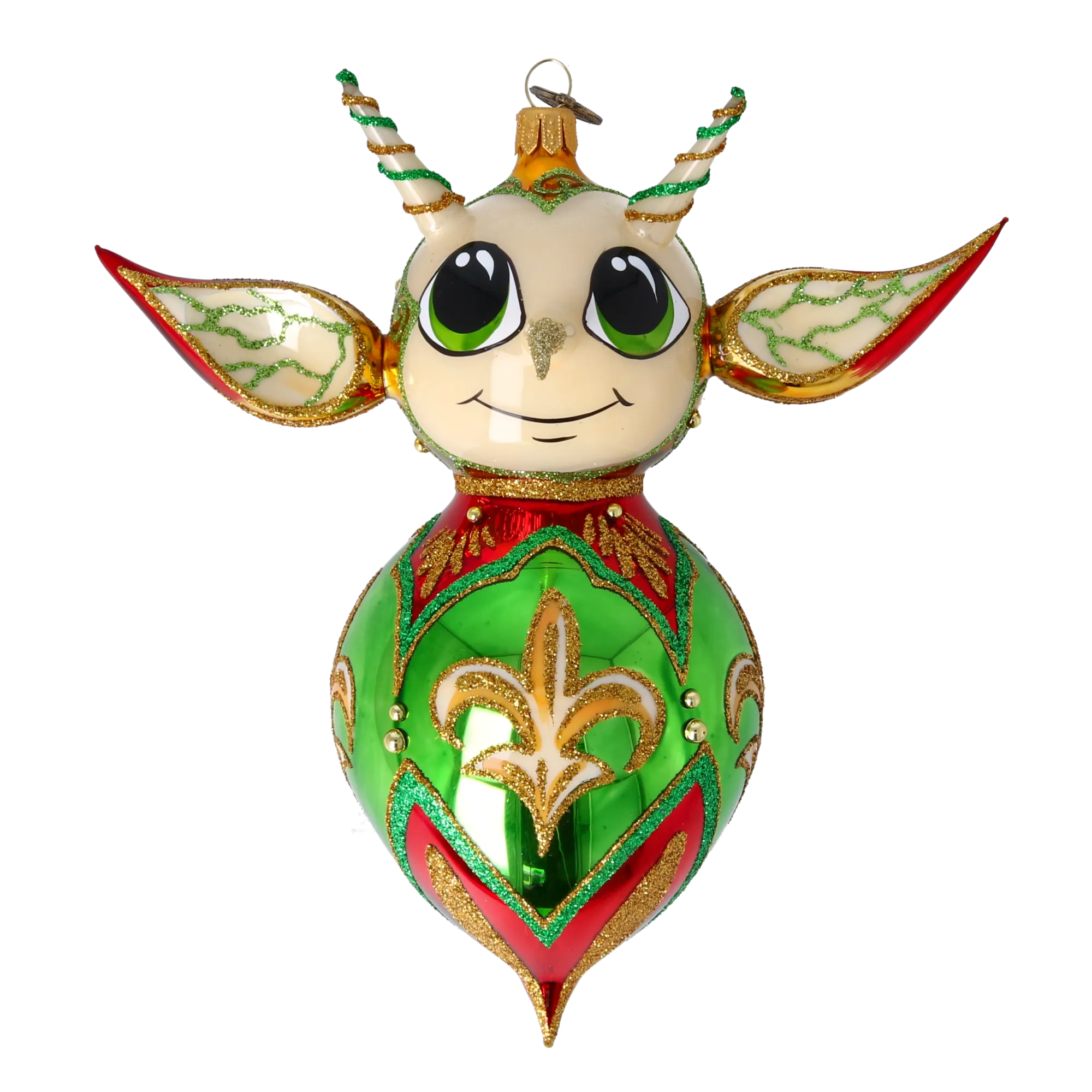 Devil Green Wizard. Handmade Glass Christmas ornament. 2022-521