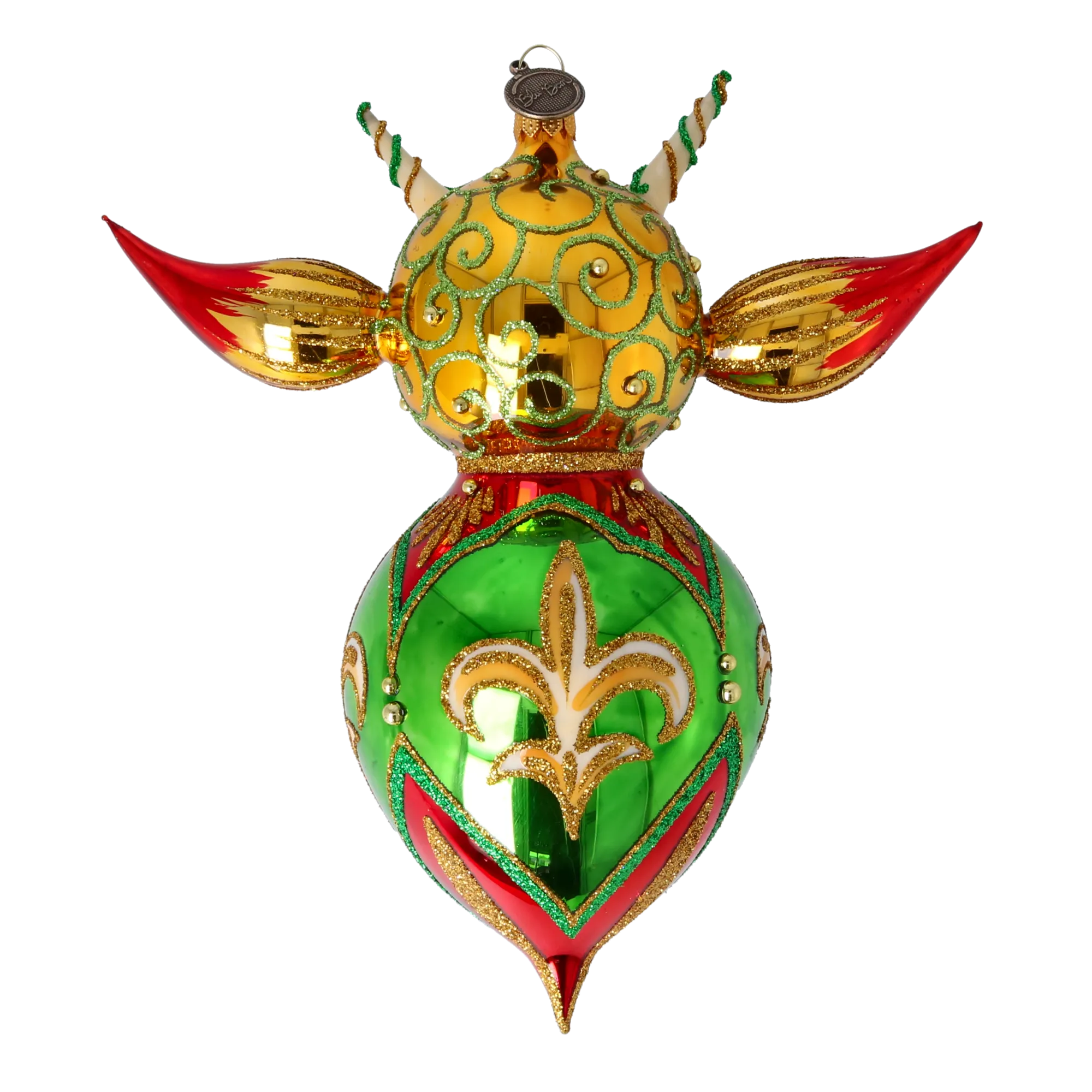 Devil Green Wizard. Handmade Glass Christmas ornament. 2022-521