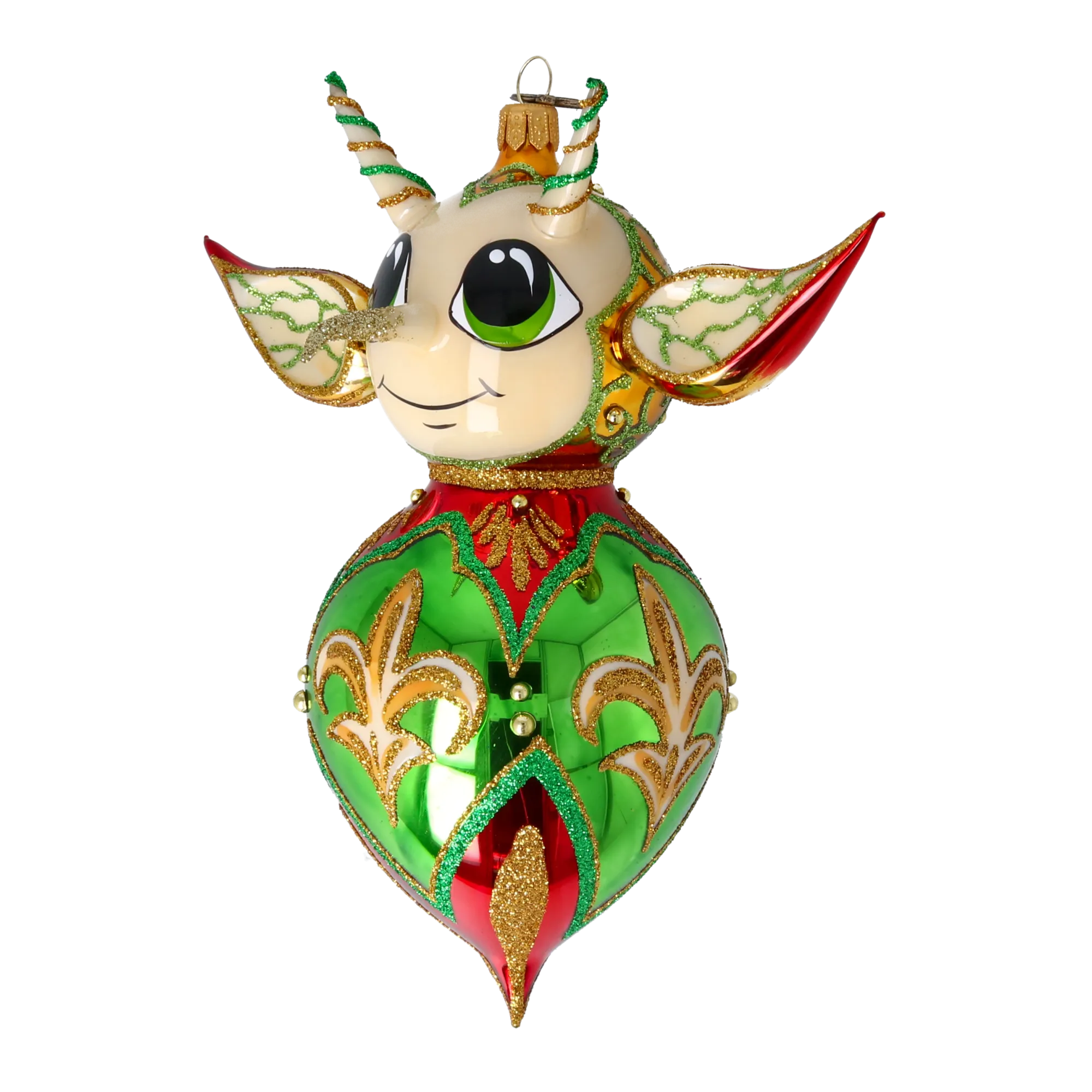 Devil Green Wizard. Handmade Glass Christmas ornament. 2022-521