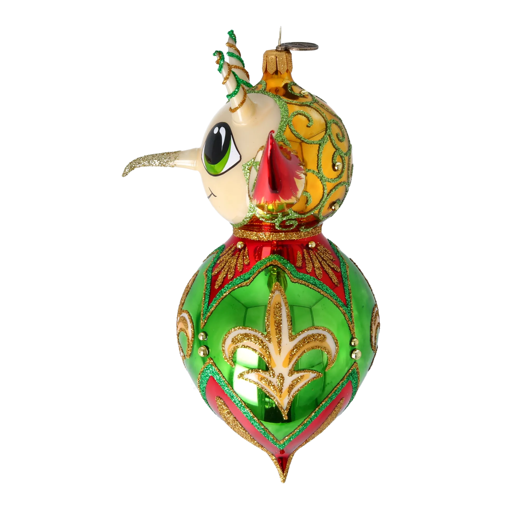 Devil Green Wizard. Handmade Glass Christmas ornament. 2022-521