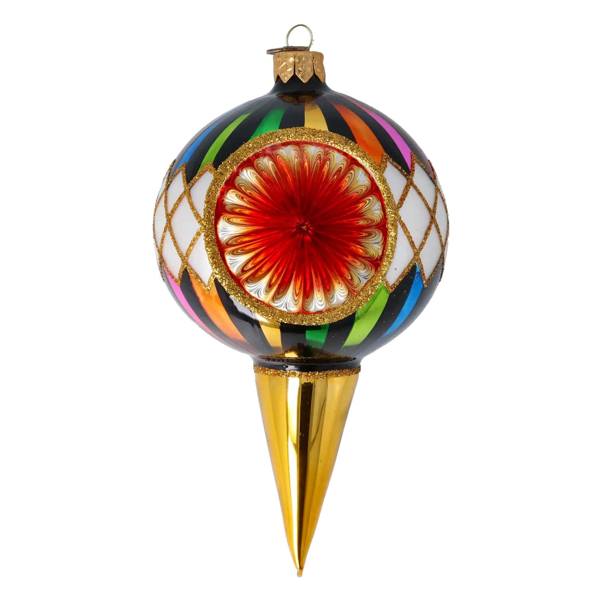 Harlequin Elegancja Ręcznie Wykonana Szklana Ozdoba Bożonarodzeniowa
