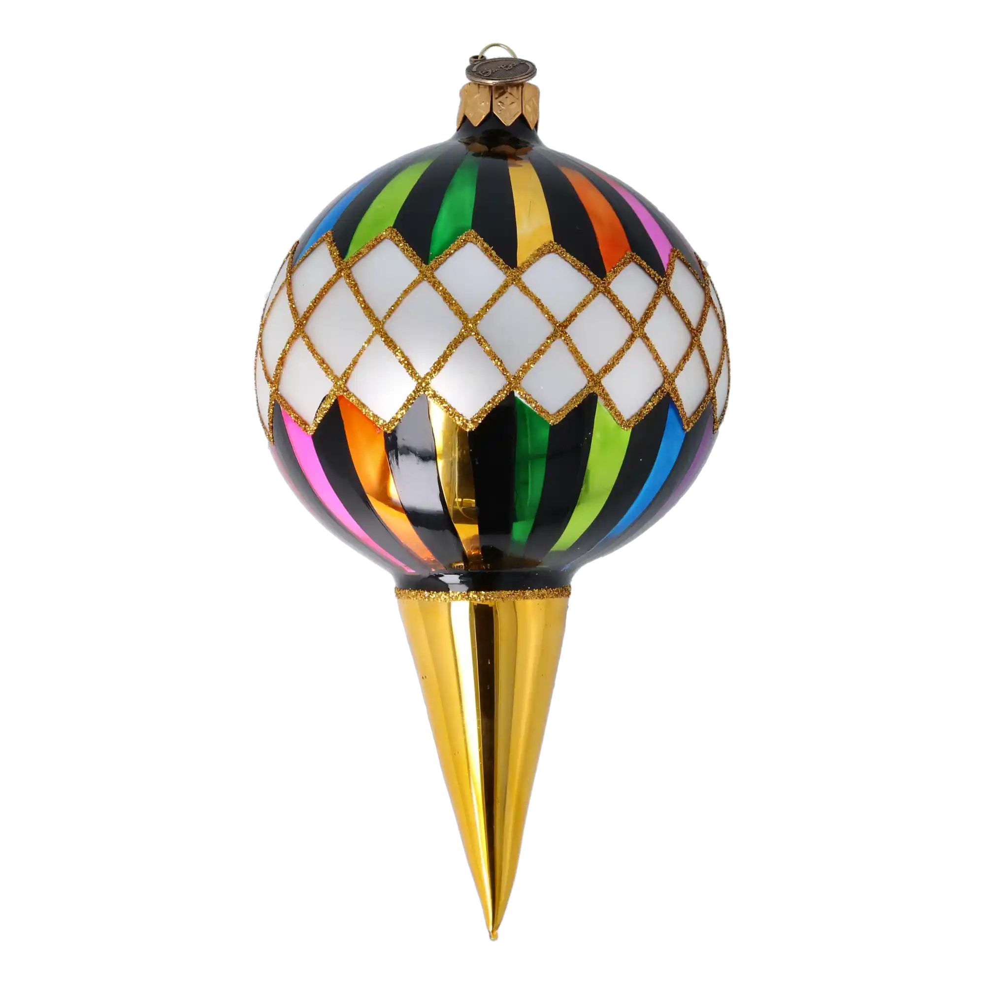Harlequin Elegancja Ręcznie Wykonana Szklana Ozdoba Bożonarodzeniowa