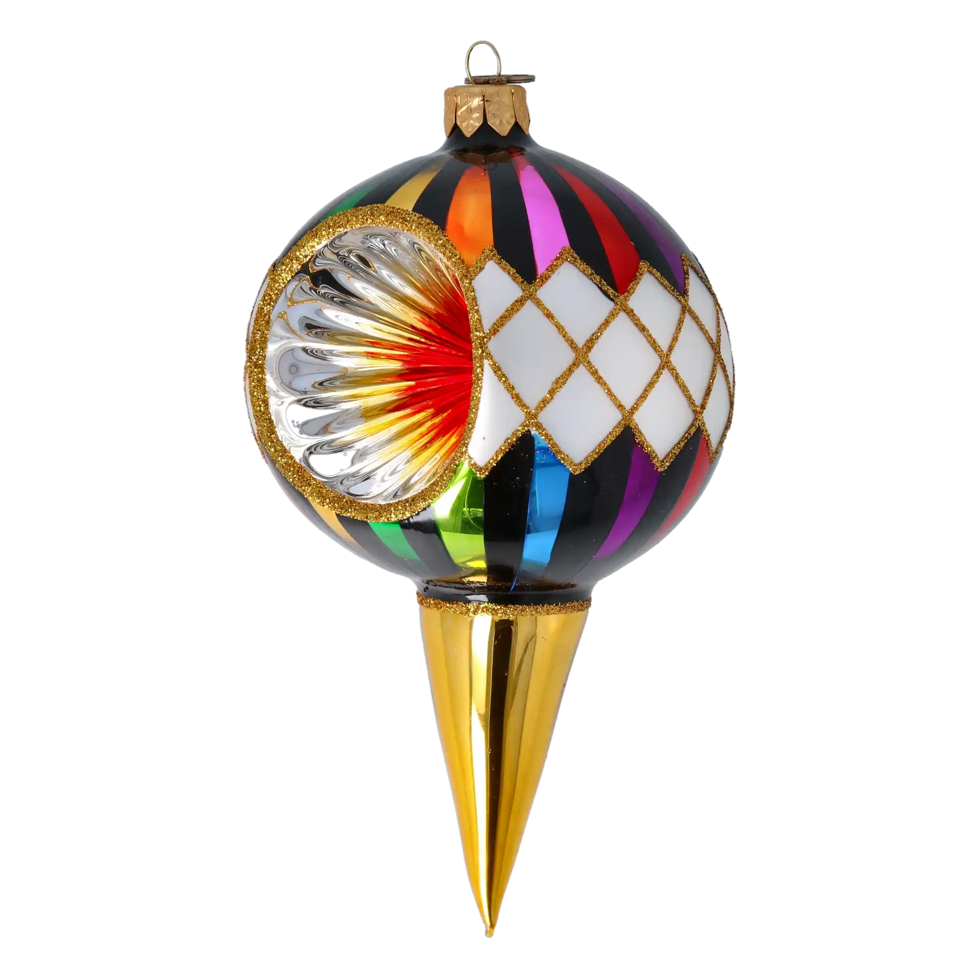 Harlequin Elegancja Ręcznie Wykonana Szklana Ozdoba Bożonarodzeniowa