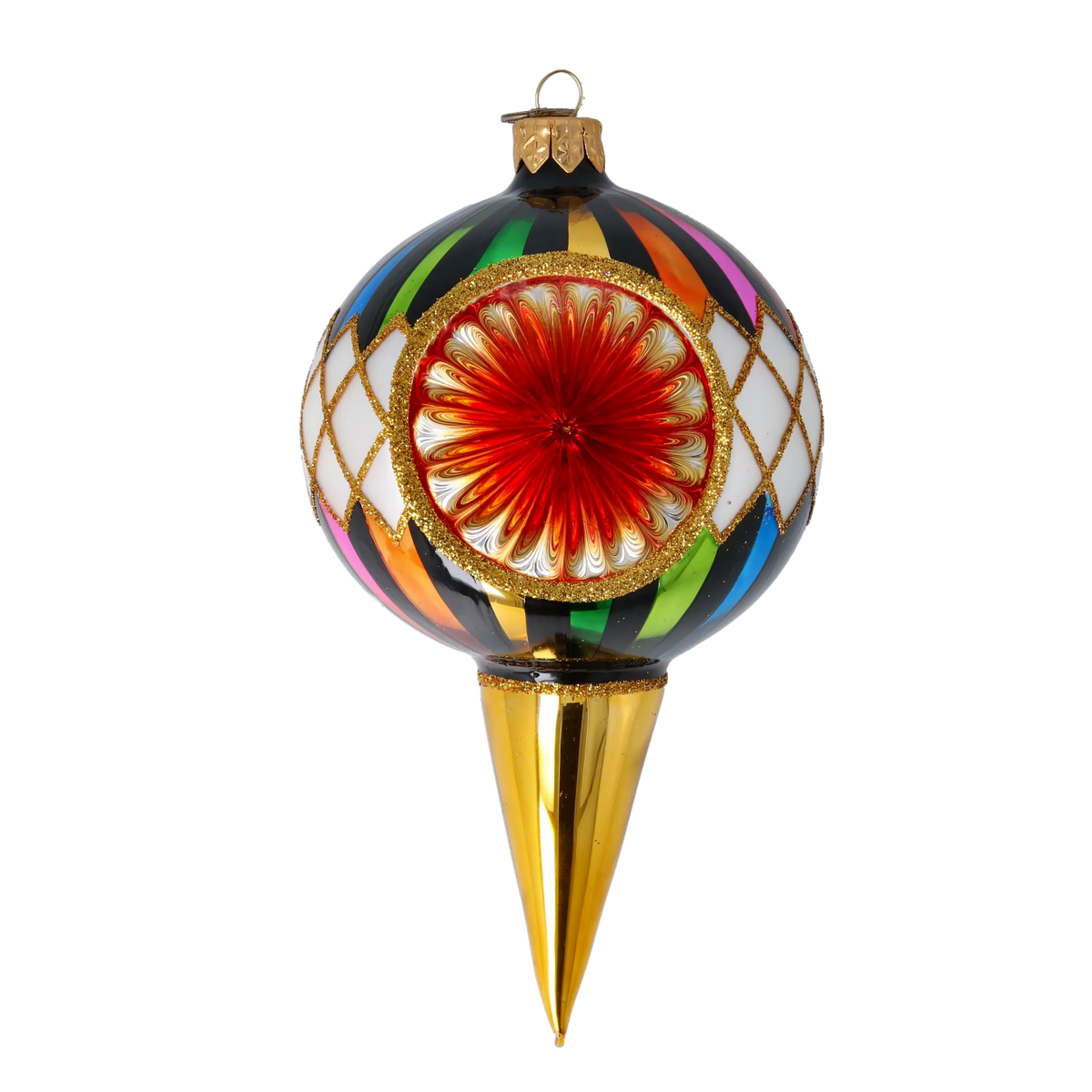 Obsidian Gilded Solstice | Hand-Painted Glass Ornament | Blubom 2022-524