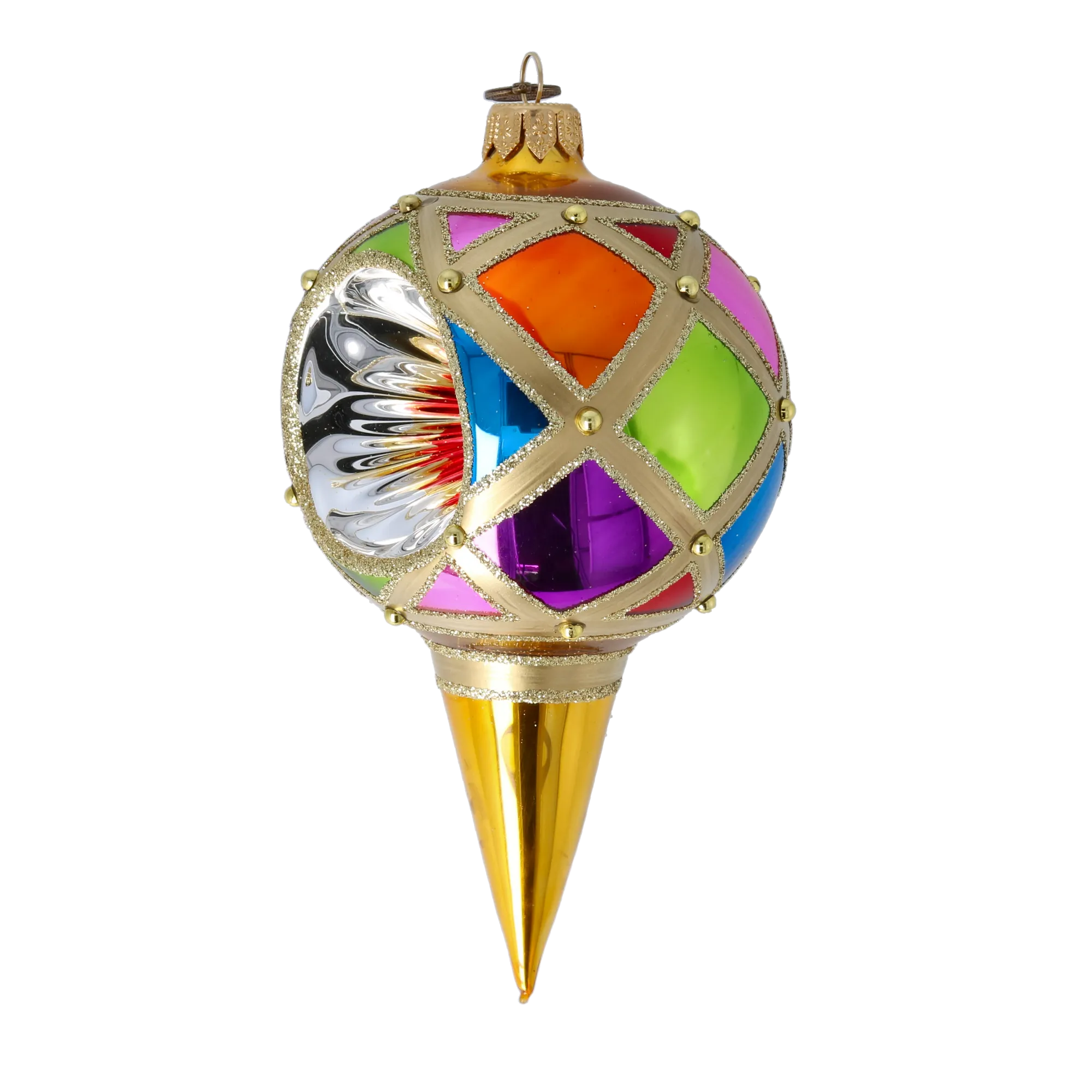 Glass Ornament Jewel Sparkle. Handmade Glass Christmas ornament. 2022-525