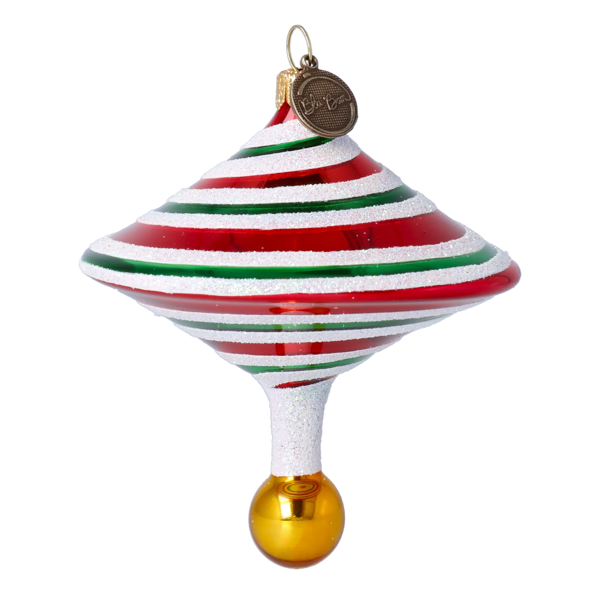 Candy Swirl Top Handmade Glass Christmas ornament 2022-526