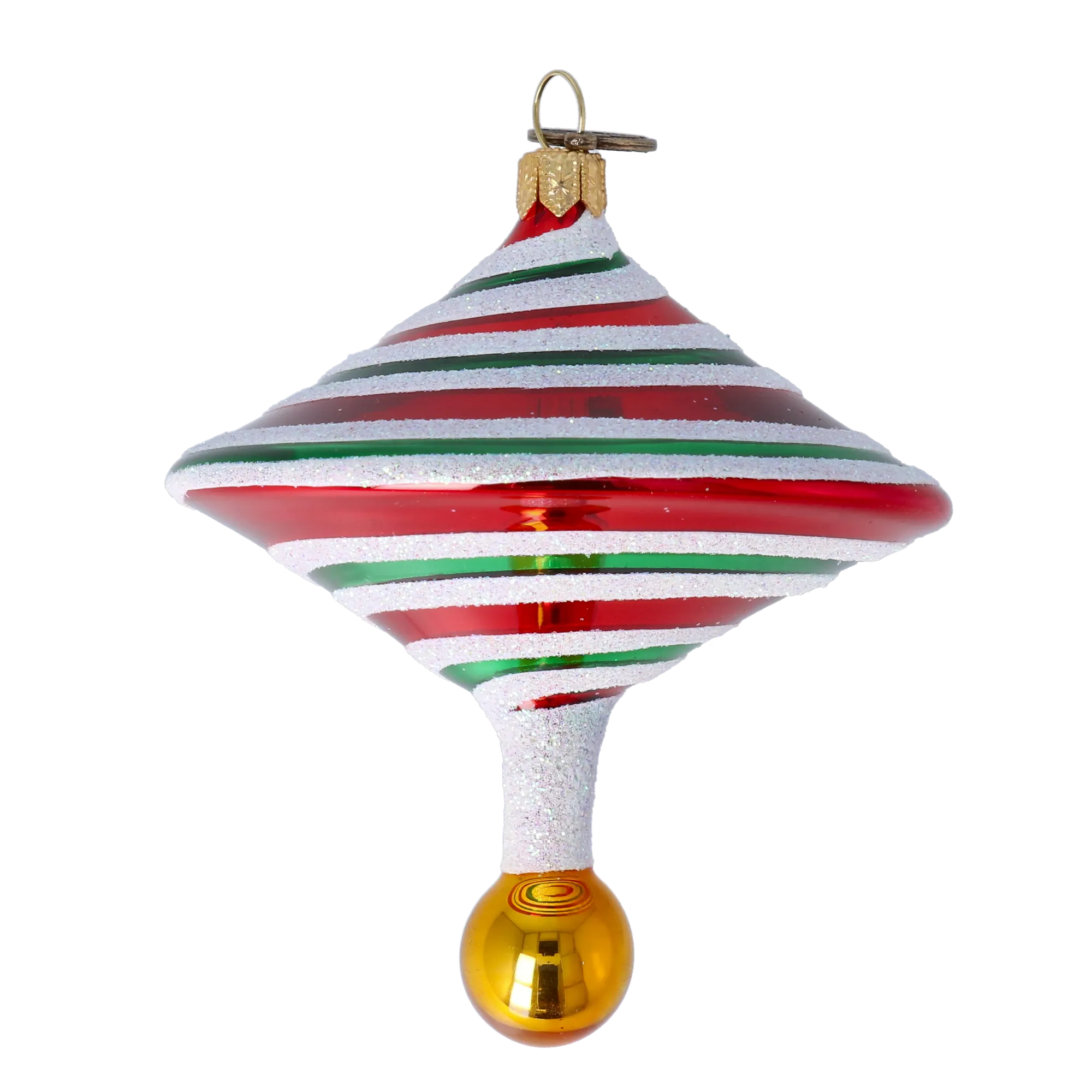 Candy Swirl Top Handmade Glass Christmas ornament 2022-526