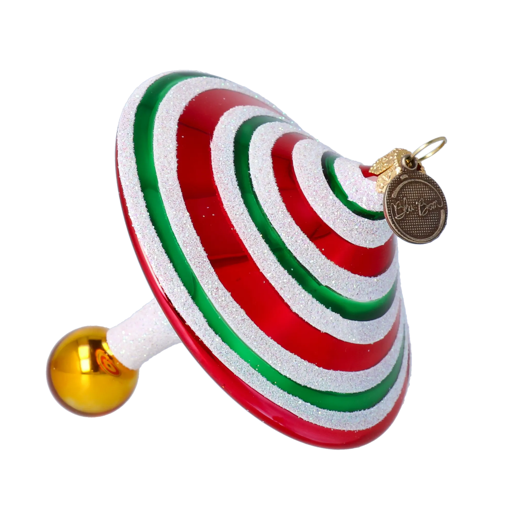 Candy Swirl Top Handmade Glass Christmas ornament 2022-526