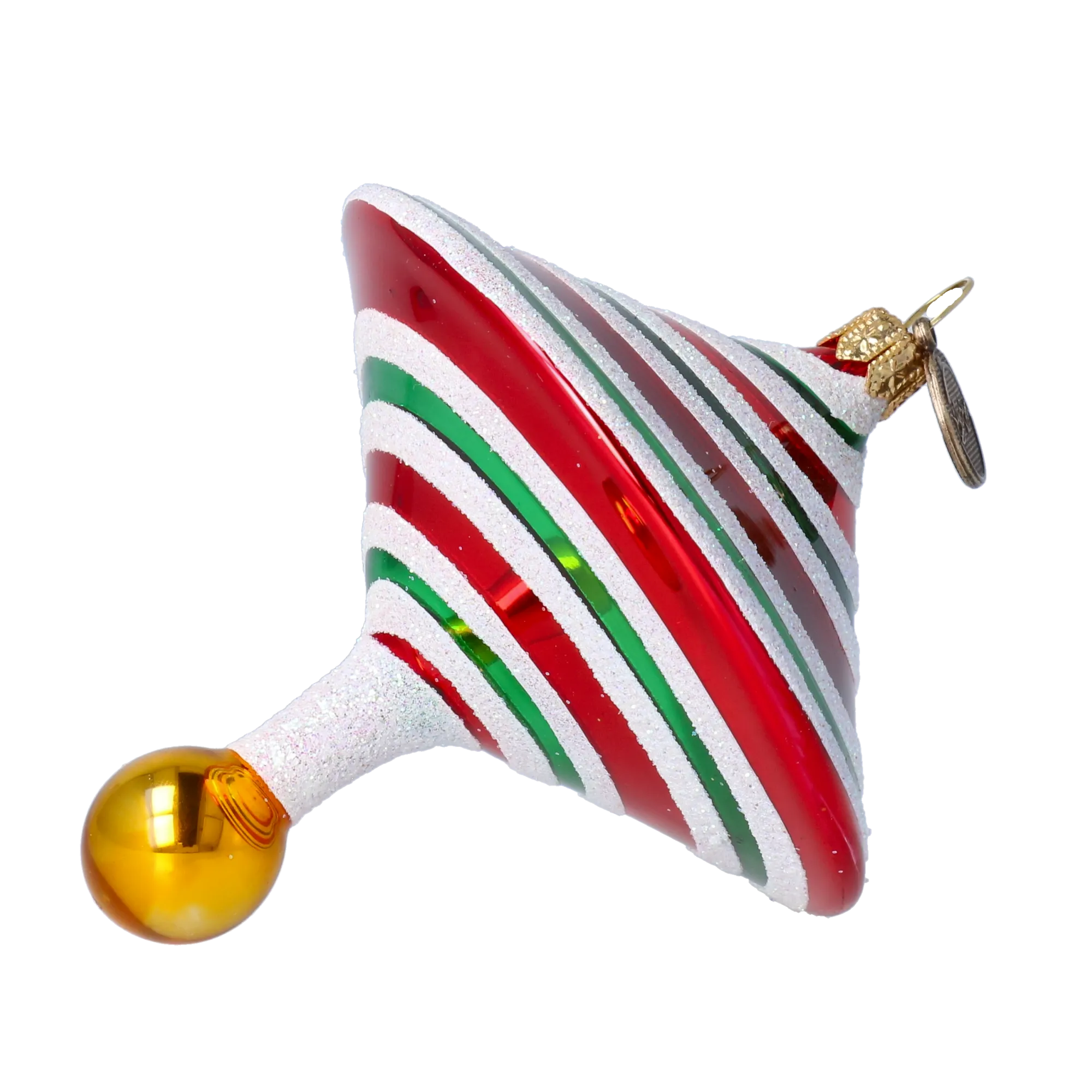 Candy Swirl Top Handmade Glass Christmas ornament 2022-526