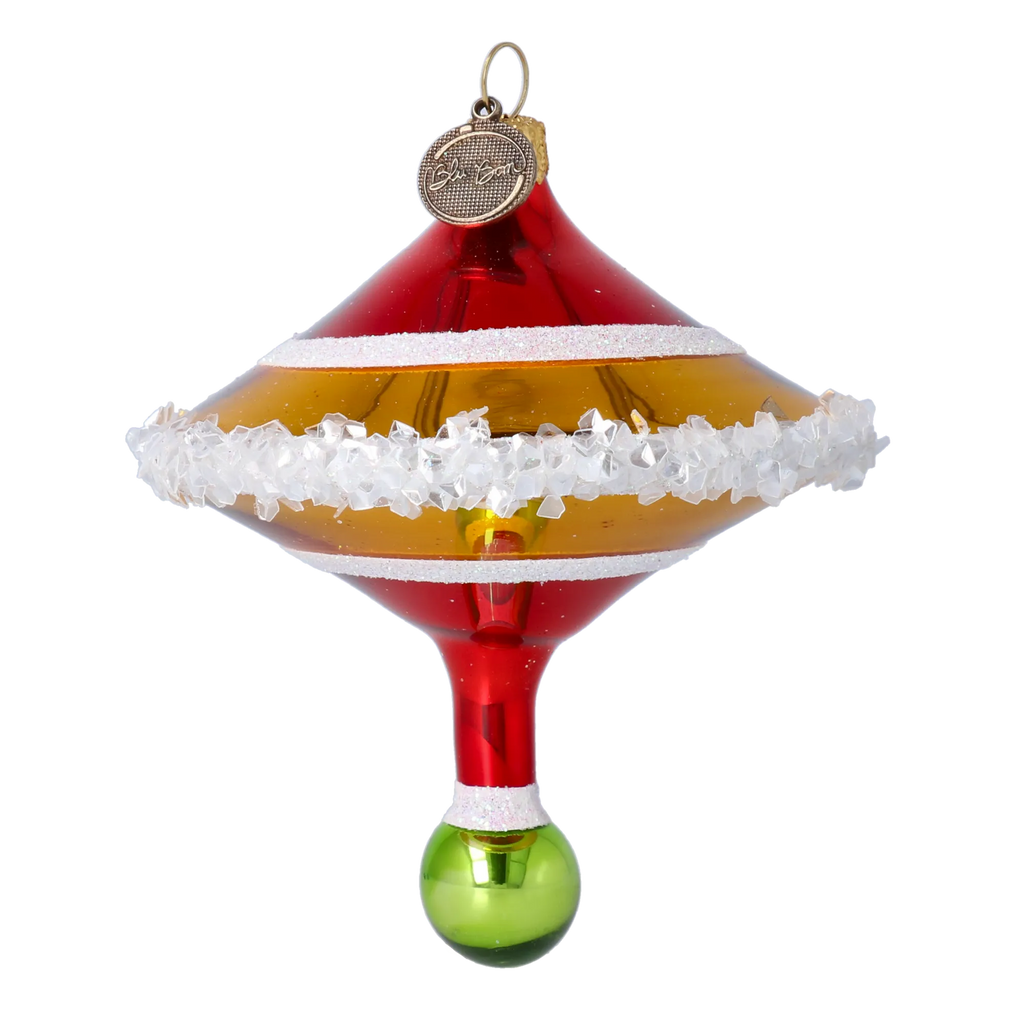 Crimson Glacial Pulse | Hand-Painted Glass Ornament | Blubom 2022-533