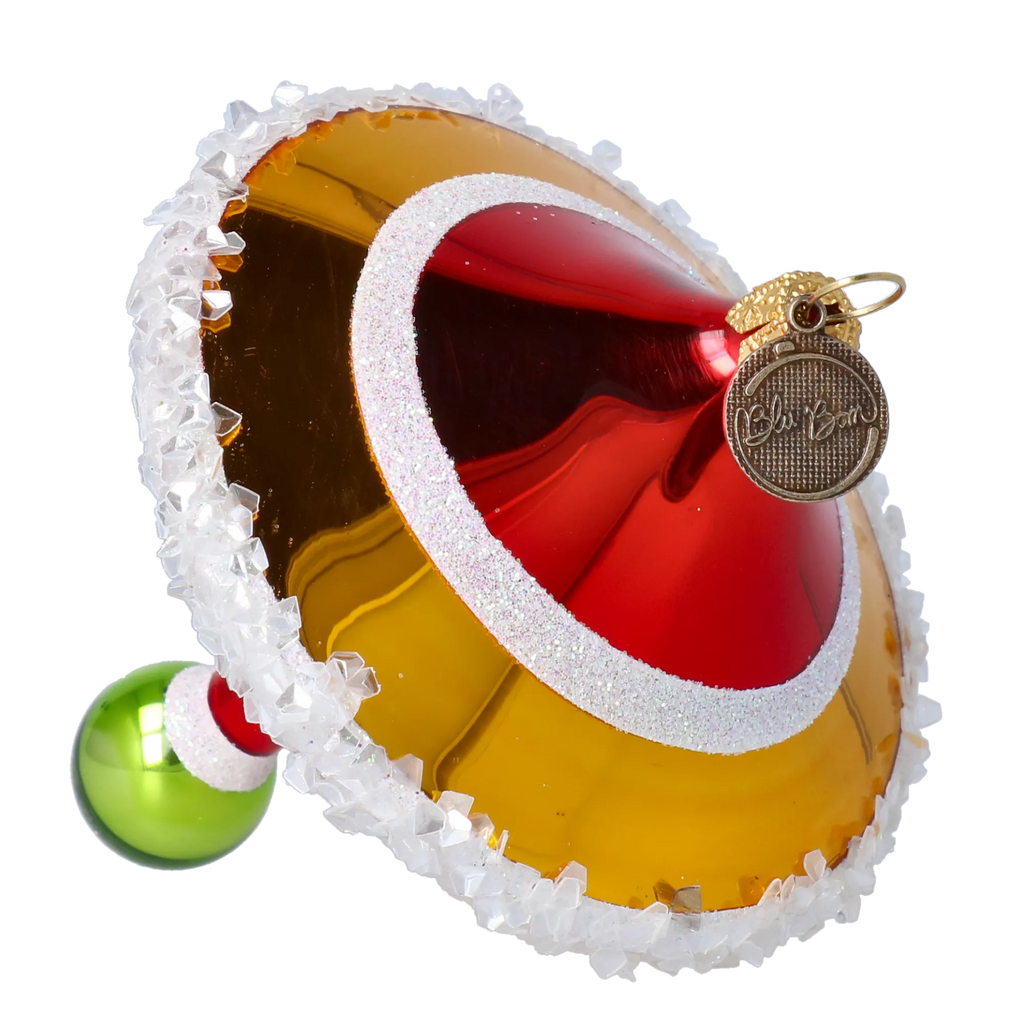 Crimson Glacial Pulse | Hand-Painted Glass Ornament | Blubom 2022-533