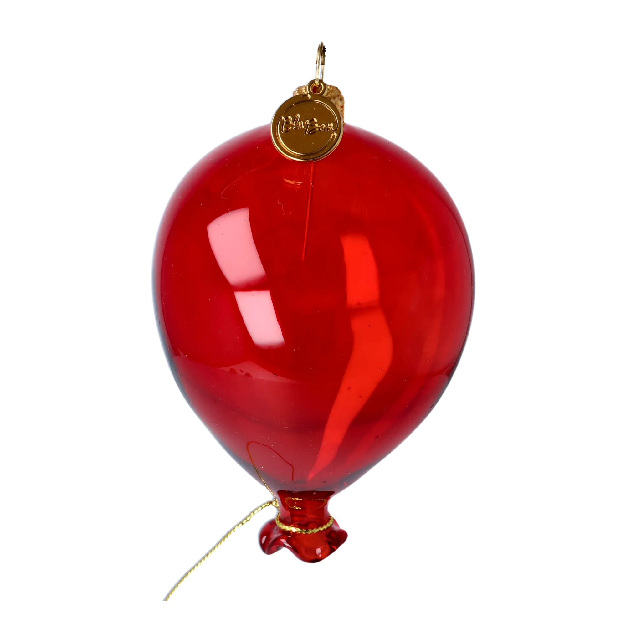 Balloon red. Handmade Glass Christmas ornament. 2022-537