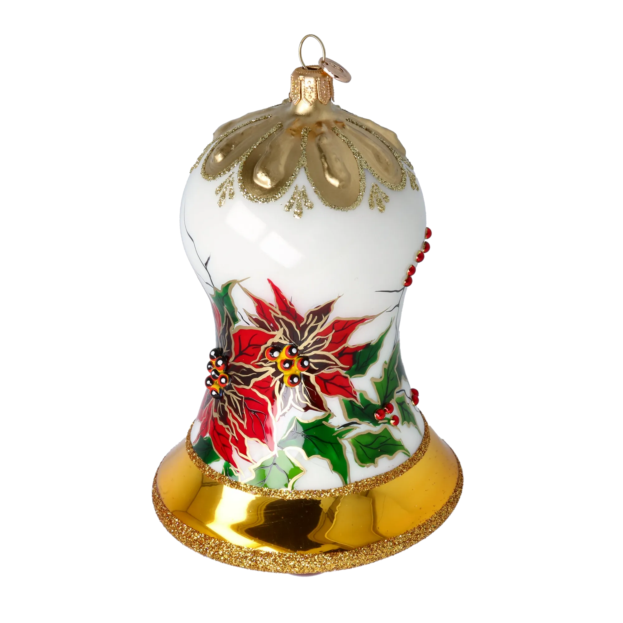 Poinsettia Bell  Tree  Handmade Glass Christmas ornament 2022-540