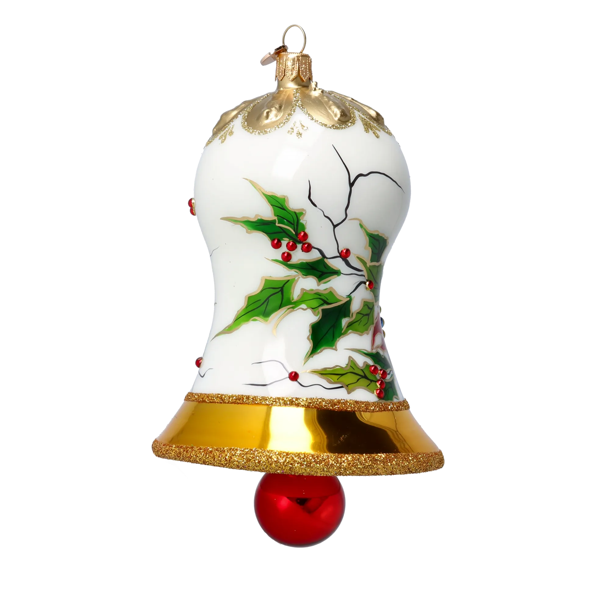 Poinsettia Bell  Tree  Handmade Glass Christmas ornament 2022-540