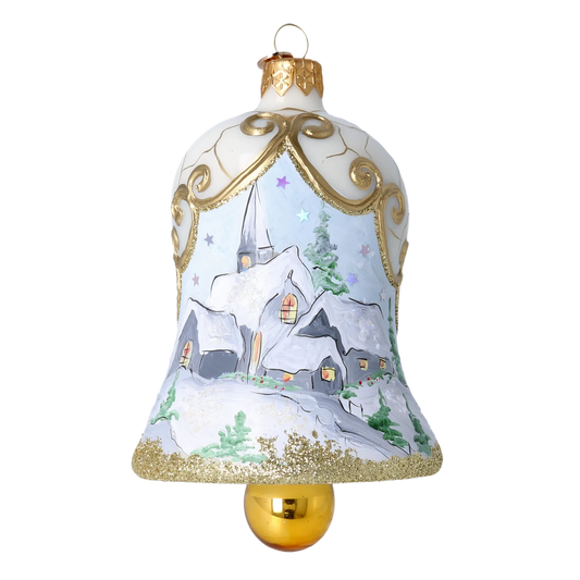 Winter Chapel Bell  Tree  Handmade Glass Christmas ornament 2022-541