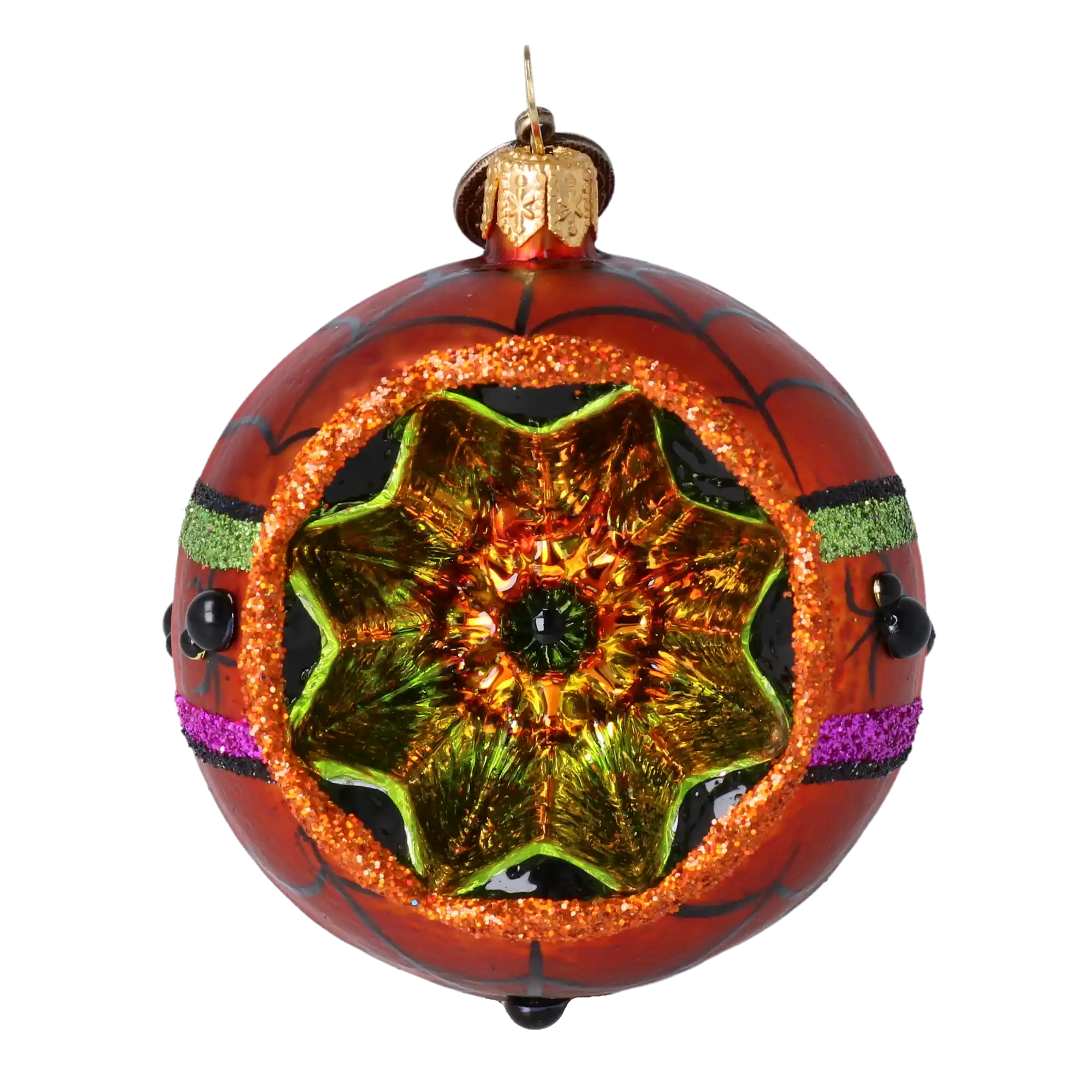 Jesienny klejnot Kula z pająkami z reflektorem Halloweenowa Szklana Ozdoba