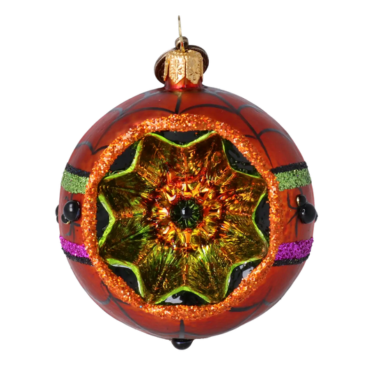Jesienny klejnot Kula z pająkami z reflektorem Halloweenowa Szklana Ozdoba