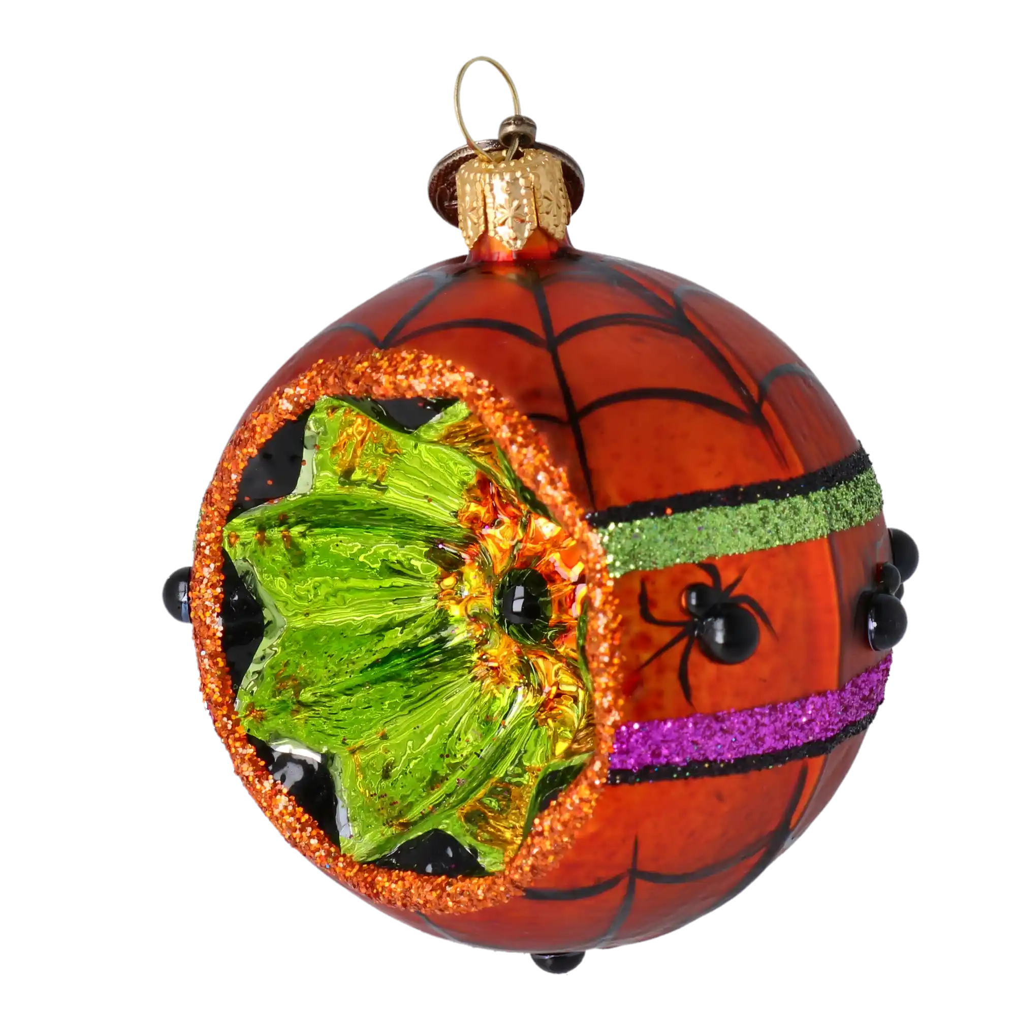 Jesienny klejnot Kula z pająkami z reflektorem Halloweenowa Szklana Ozdoba