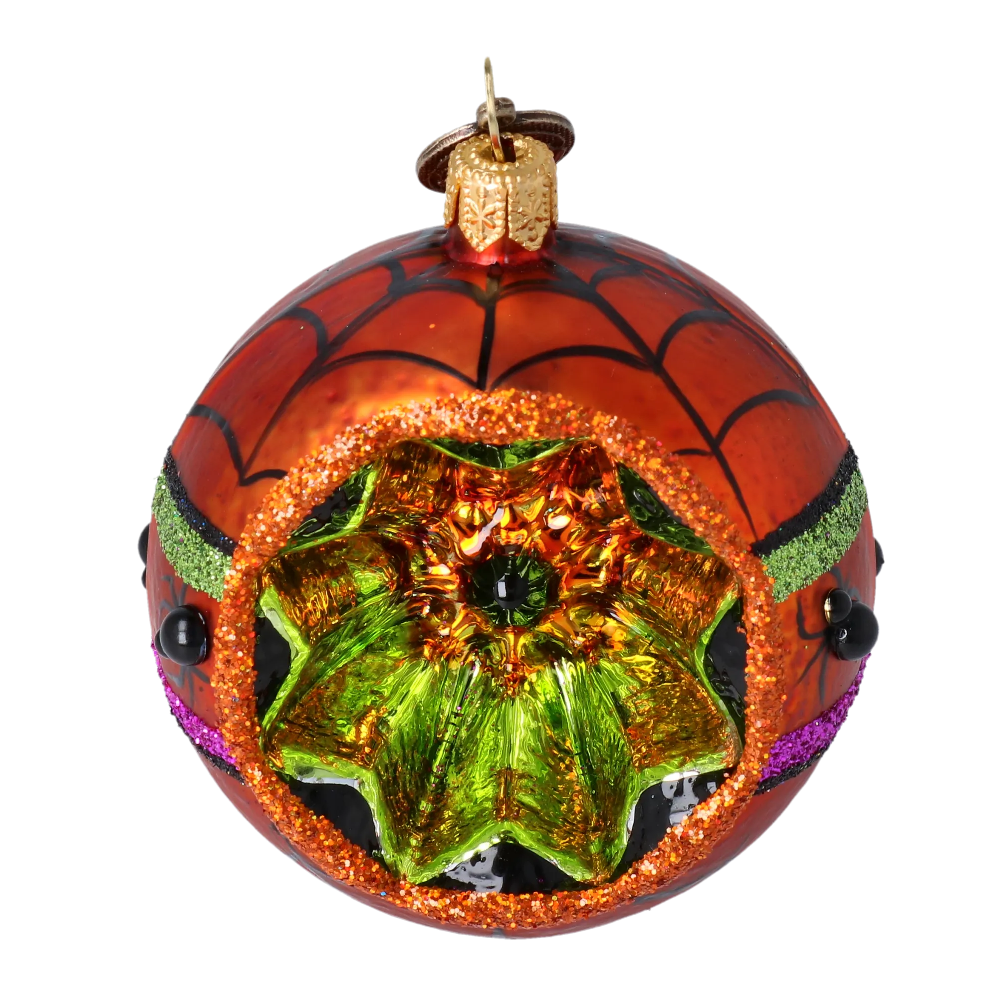 Midnight Amber Spider Reflector Premium christmas glass ornament 2022-542