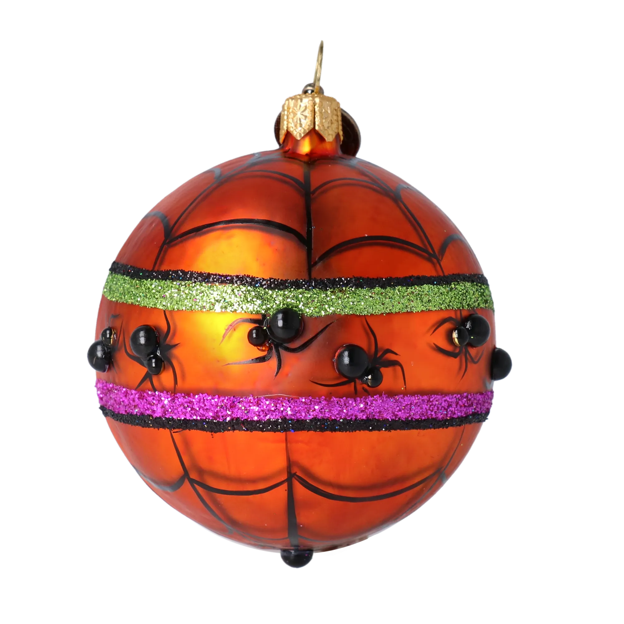 Midnight Amber Spider Reflector Premium christmas glass ornament 2022-542