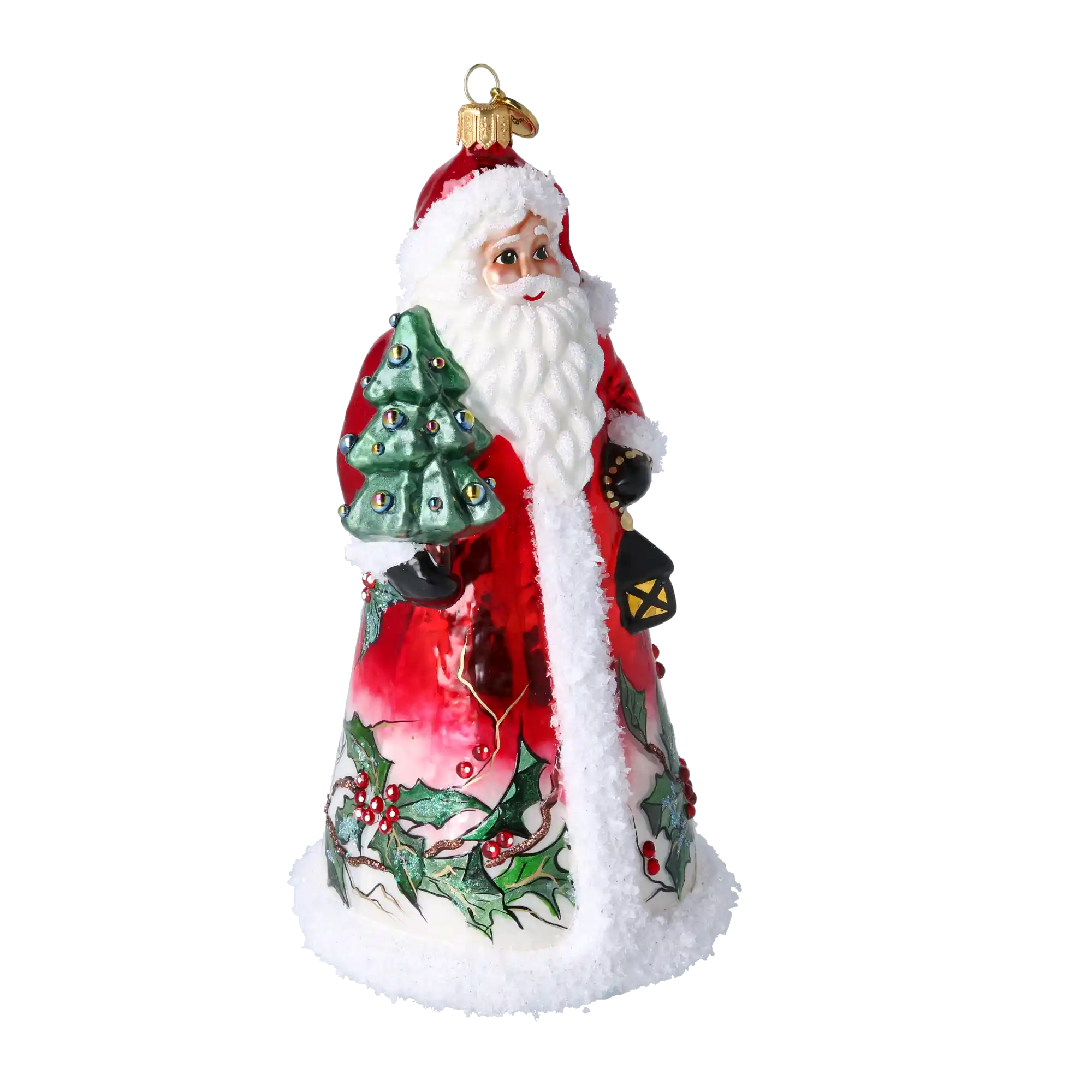 Holly Jolly Santa Handmade Glass Christmas ornament