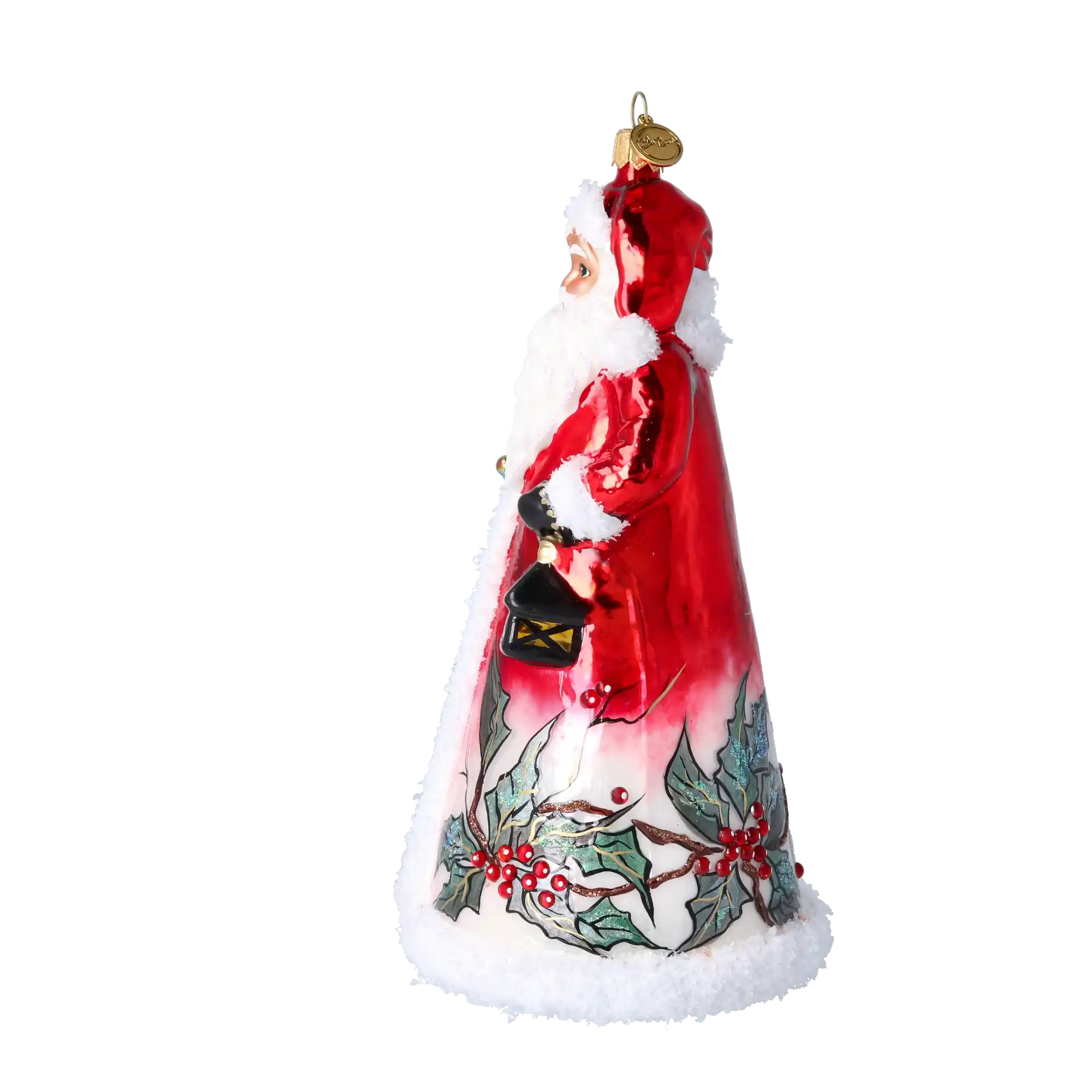 Holly Jolly Santa Handmade Glass Christmas ornament