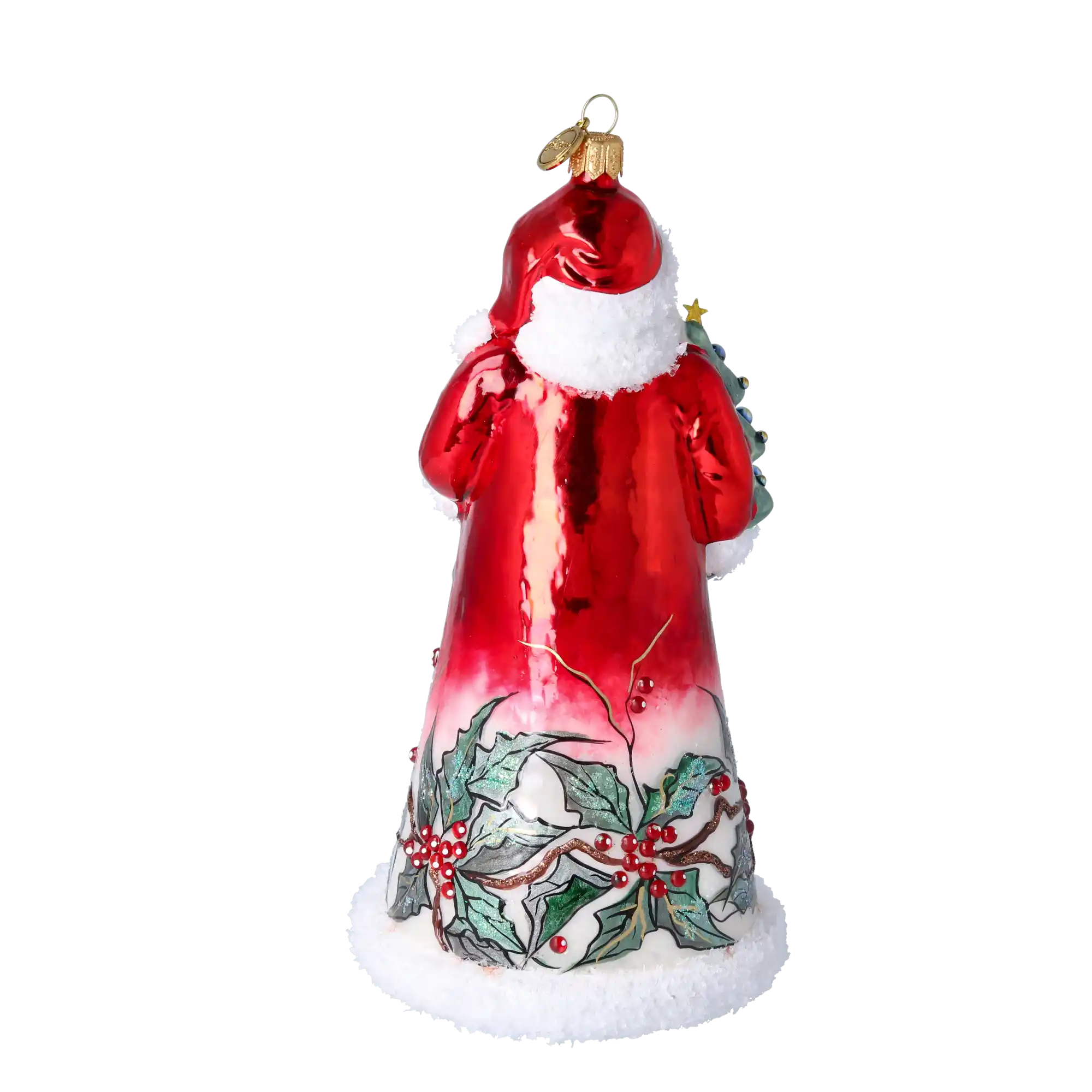 Holly Jolly Santa Handmade Glass Christmas ornament