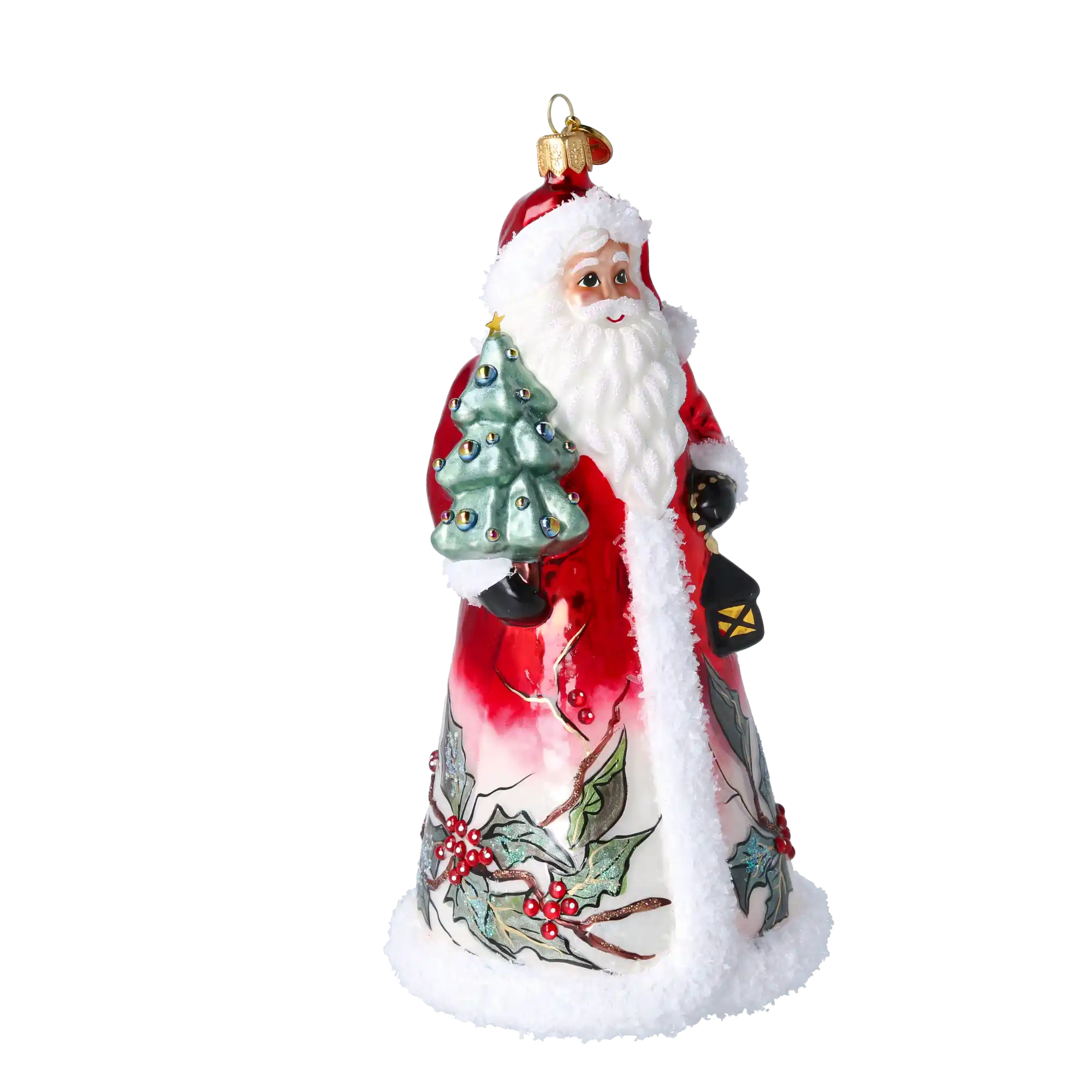 Holly Jolly Santa Handmade Glass Christmas ornament