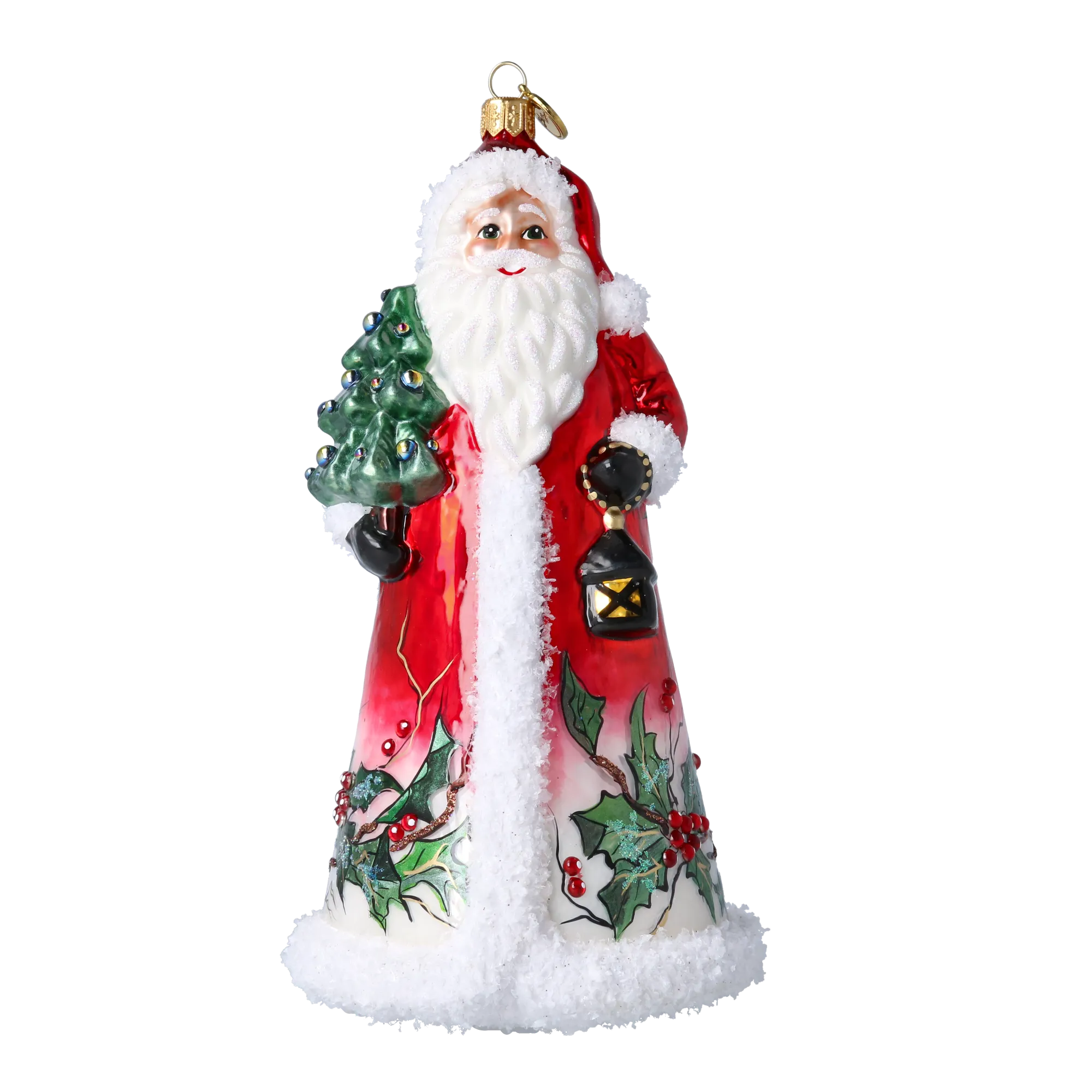 Holly Jolly Santa Handmade Glass Christmas ornament 2022-551