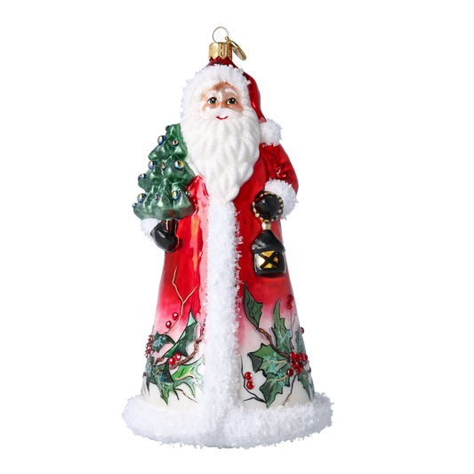 Holly Jolly Santa Handmade Glass Christmas ornament 2022-551