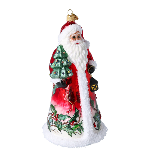 Holly Jolly Santa Handmade Glass Christmas ornament 2022-551