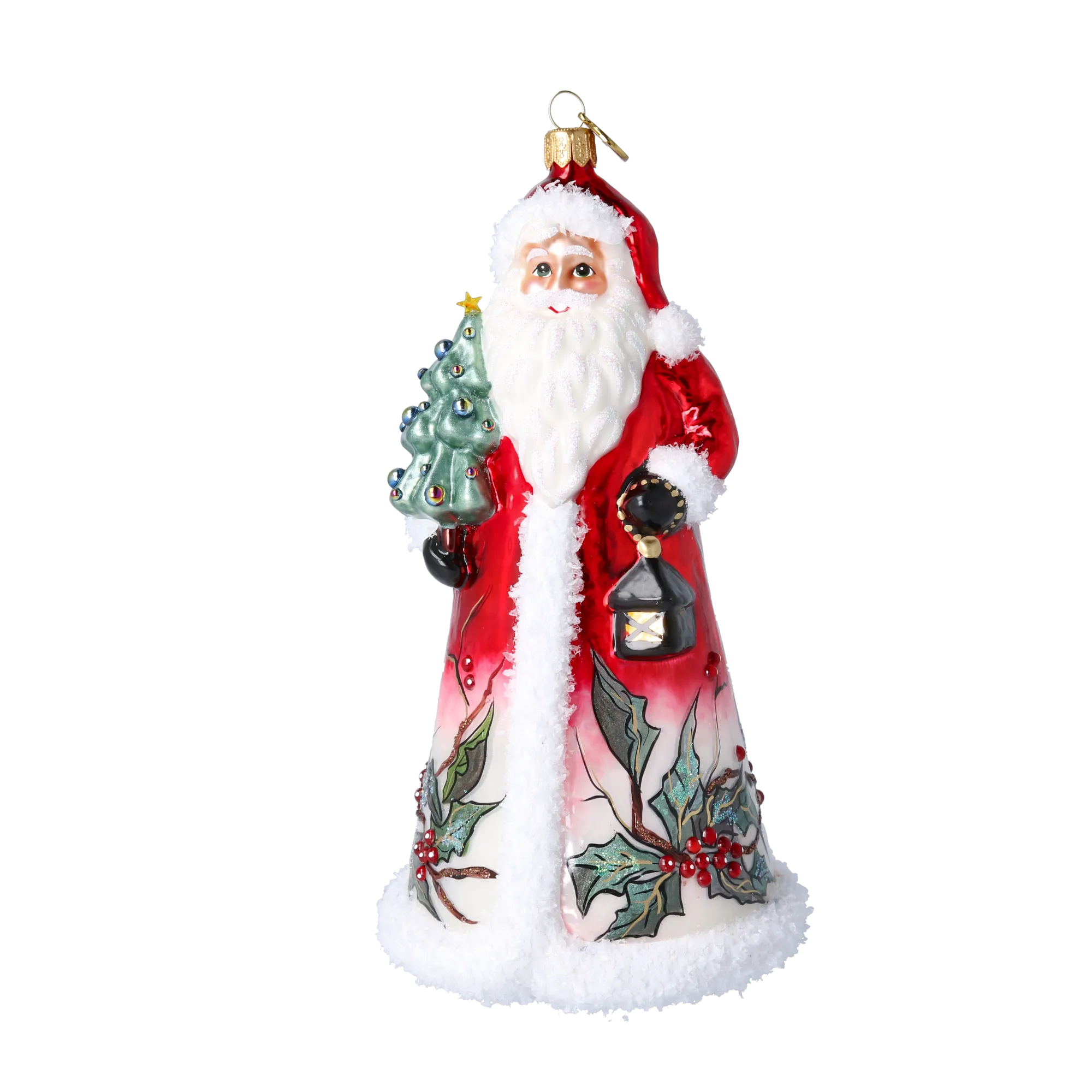 Holly Jolly Santa Handmade Glass Christmas ornament 2022-551