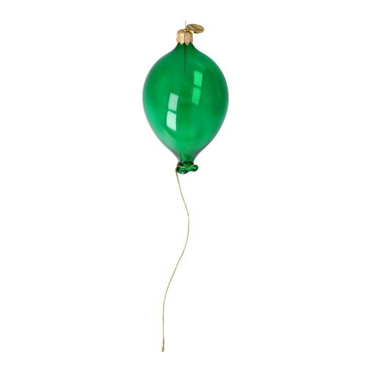 Emerald Hand-Molded Balloon. Handmade Glass Christmas ornament. 2022-553