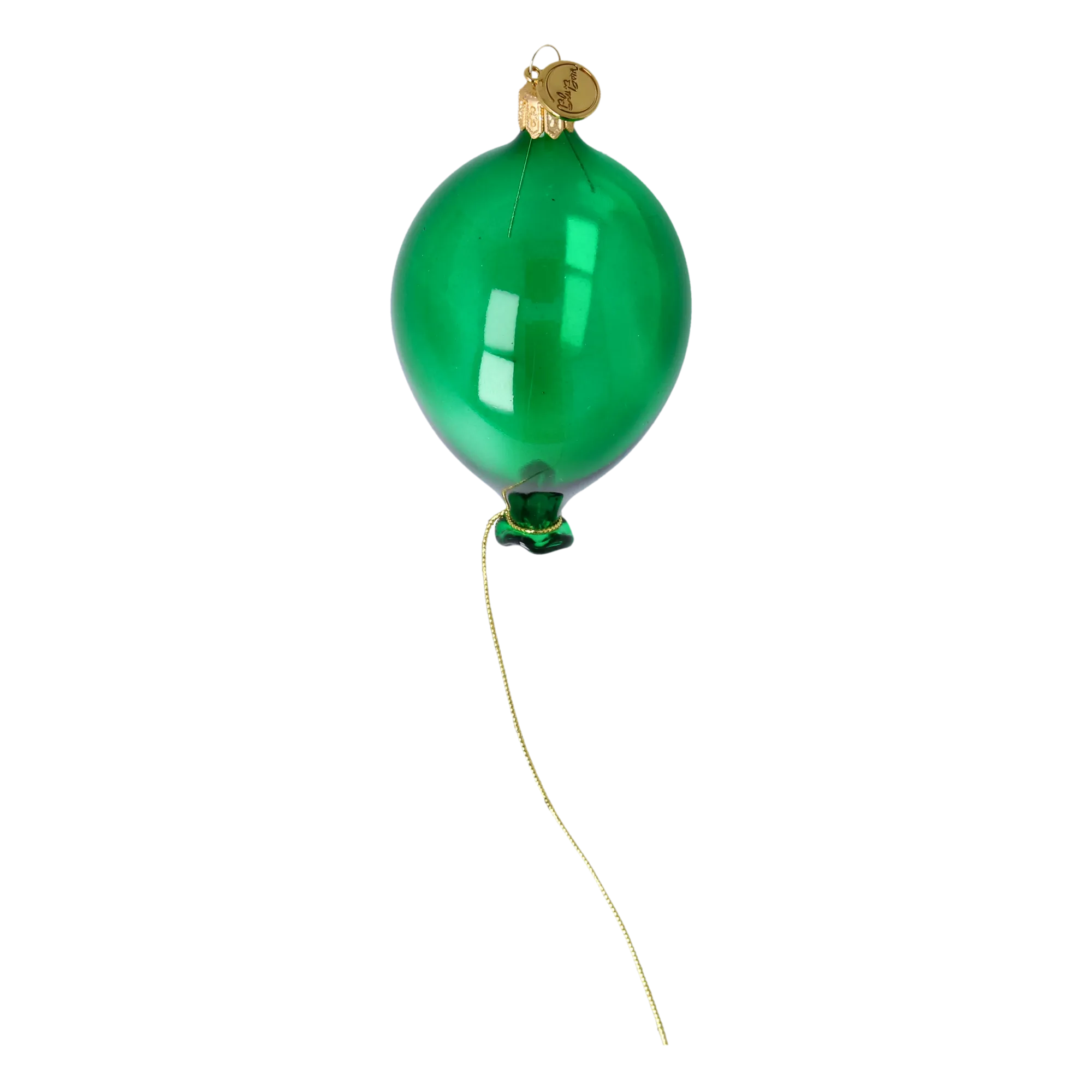 Emerald Hand-Molded Balloon. Handmade Glass Christmas ornament. 2022-553