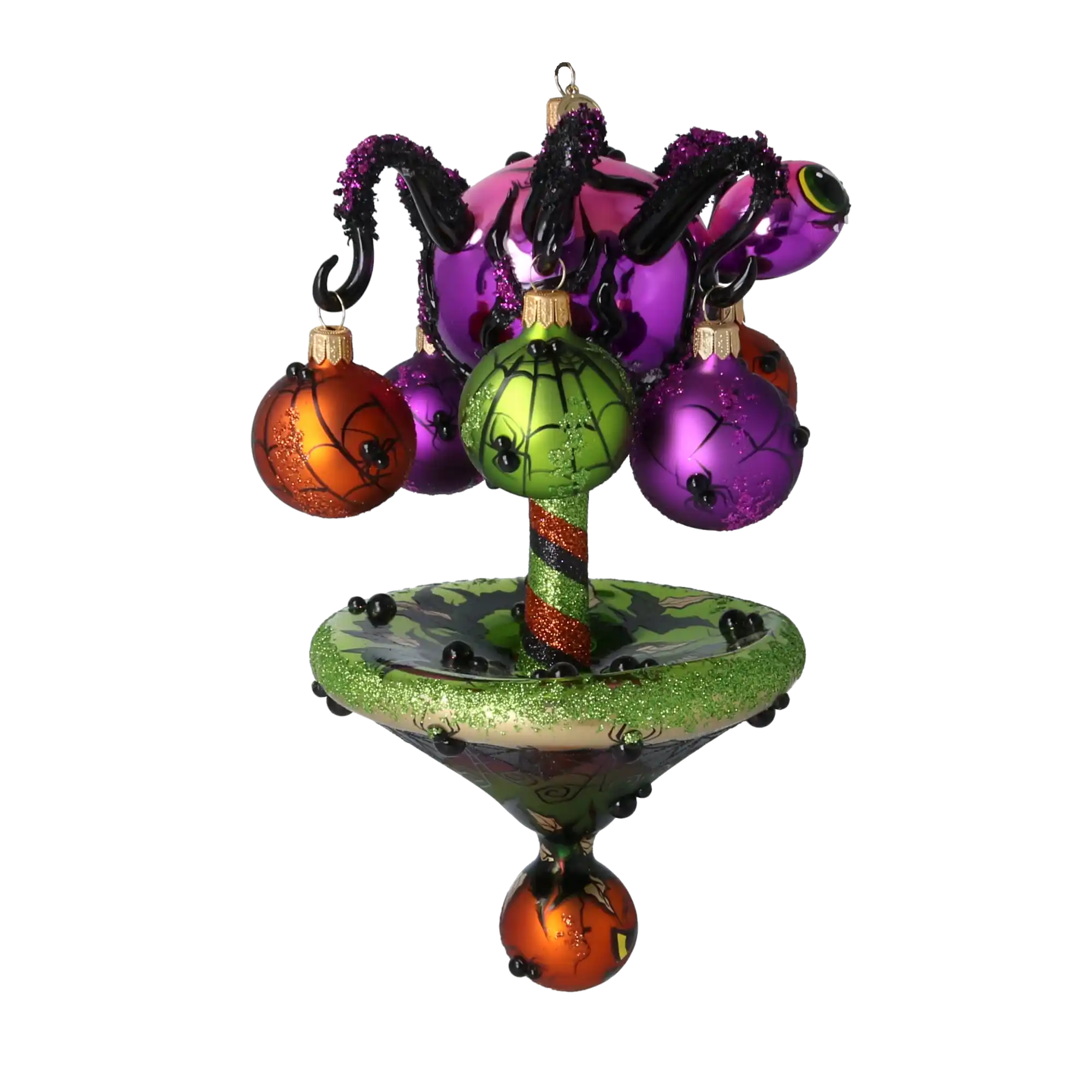 Halloween Spooky Spider Carousel Handmade Glass Christmas ornament pumpkins