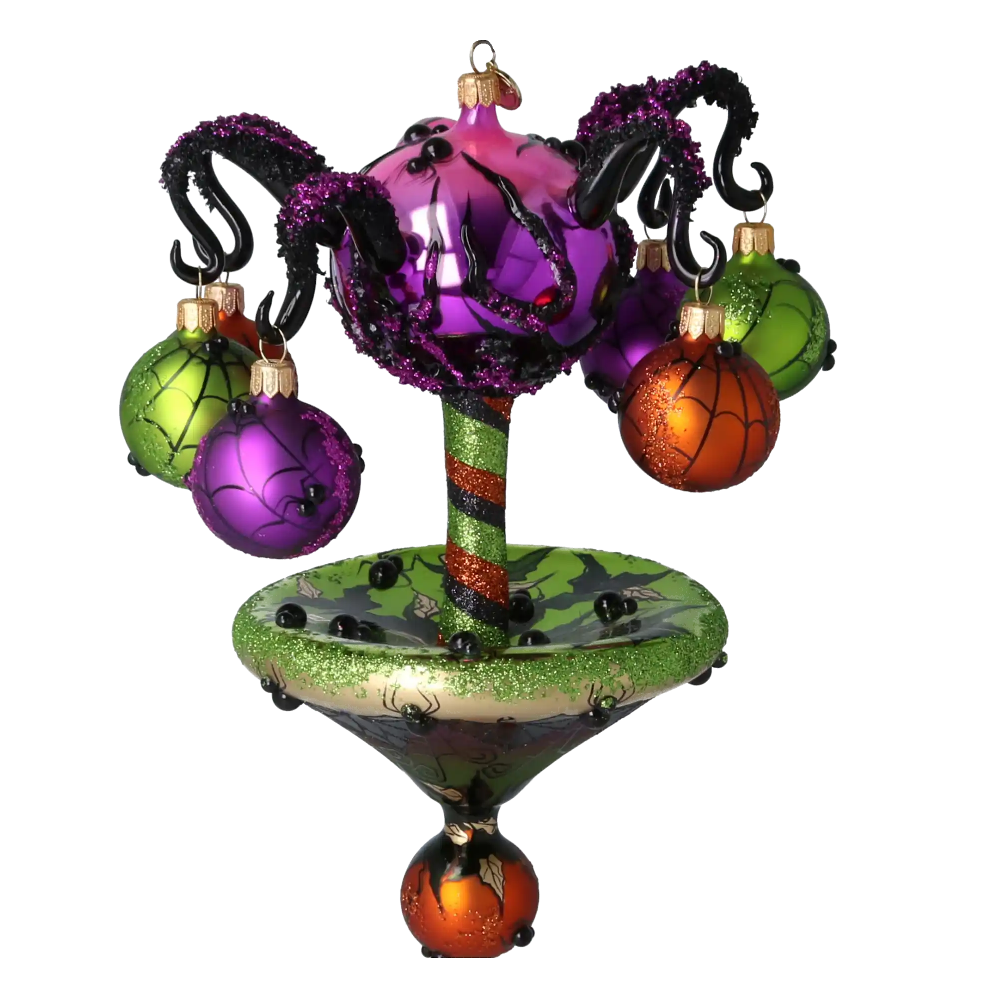 Halloween Spooky Spider Carousel Handmade Glass Christmas ornament pumpkins