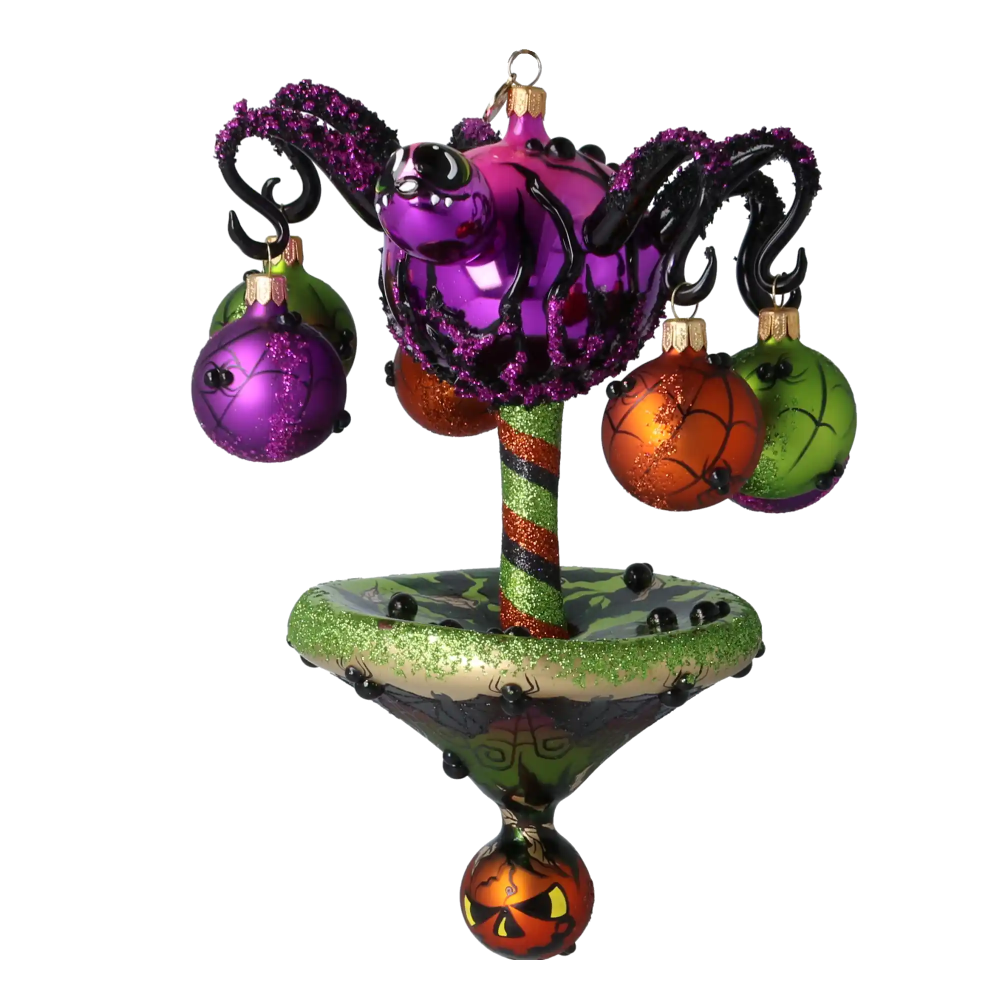 Halloween Spooky Spider Carousel Handmade Glass Christmas ornament pumpkins