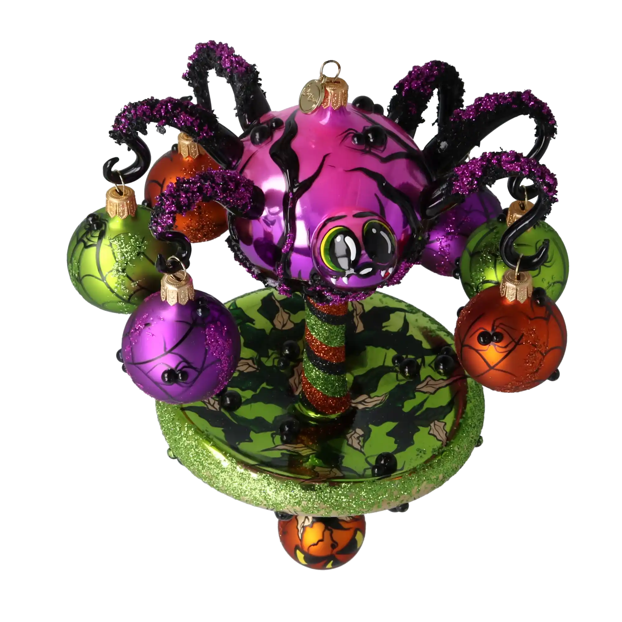 Halloween Spooky Spider Carousel Handmade Glass Christmas ornament pumpkins